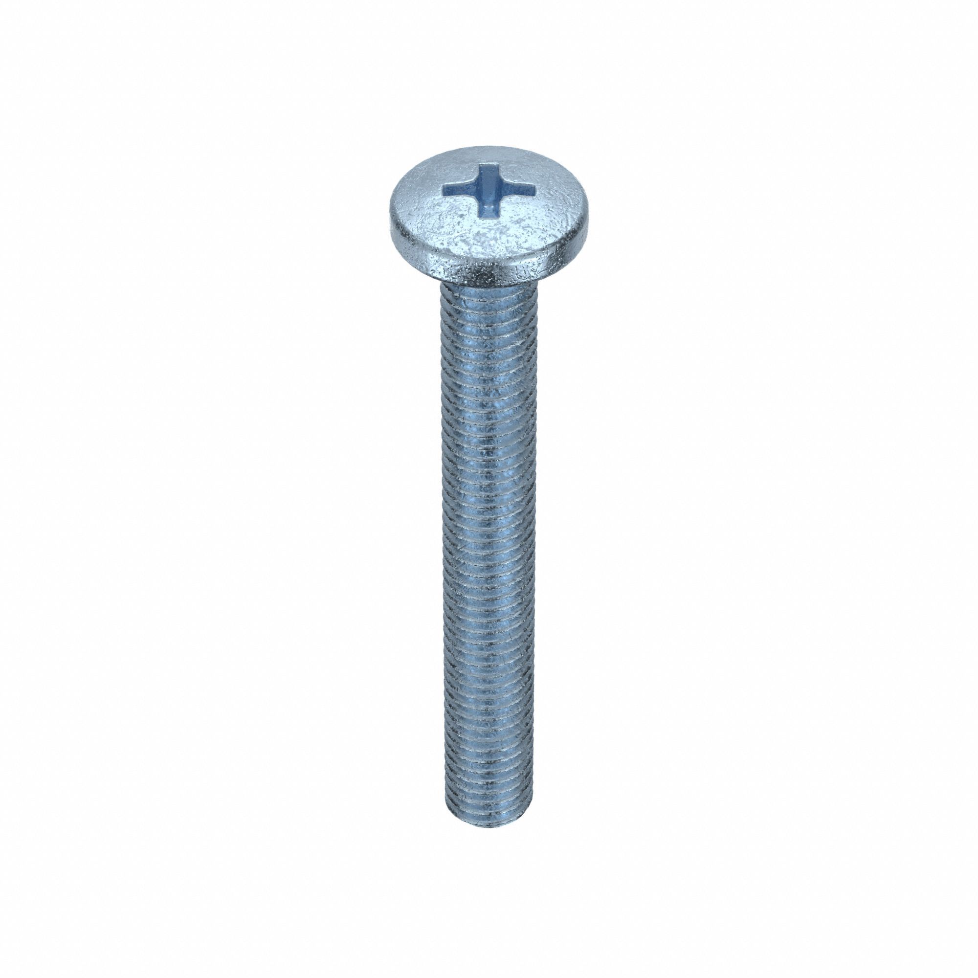 Machine Screws: M5x0.80 Thread Size, 40 mm Lg, Steel, Zinc-Plated, Pan, JIS Phillips, 10 PK