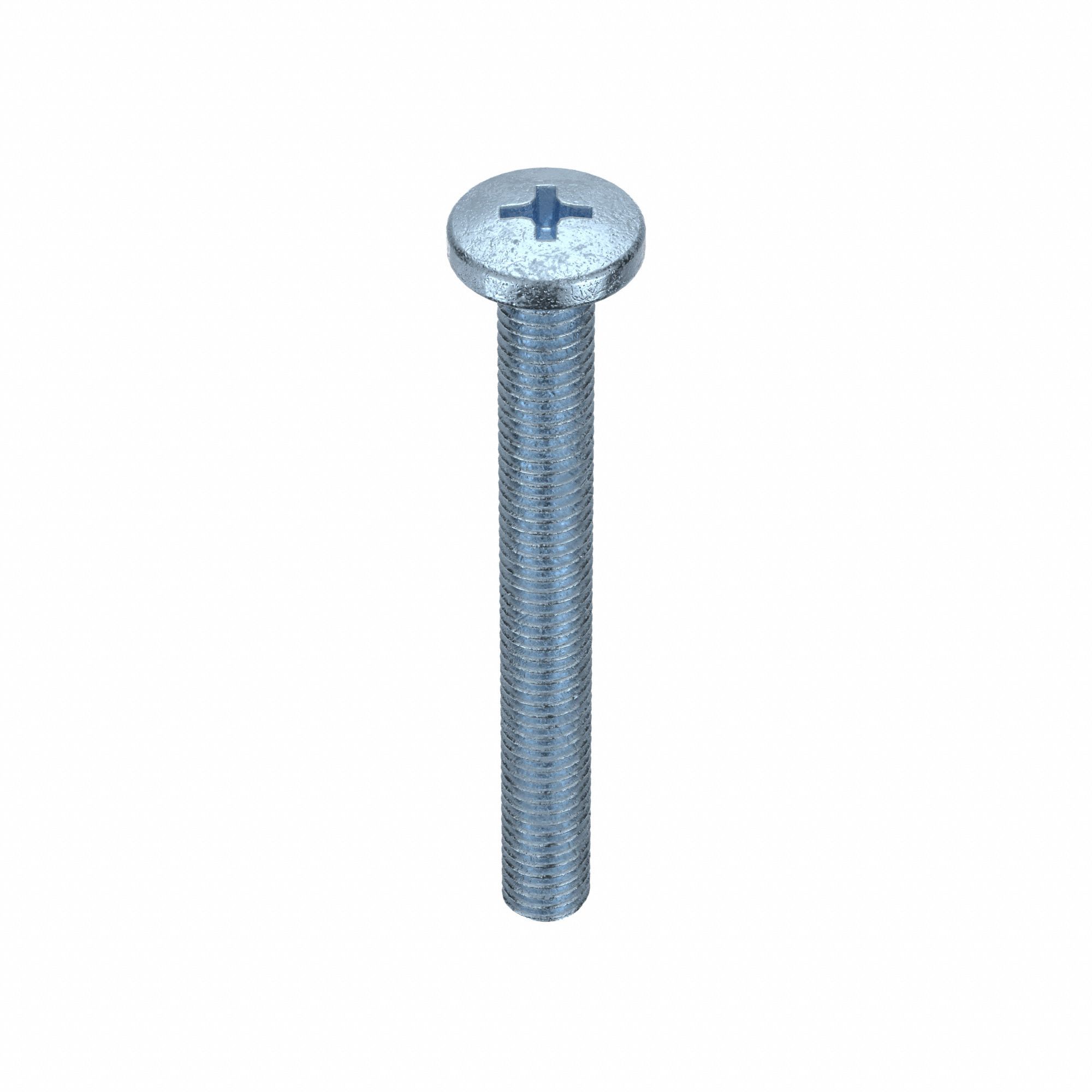 Machine Screws: M5x0.80 Thread Size, 45 mm Lg, Steel, Zinc-Plated, Pan, JIS Phillips, 10 PK