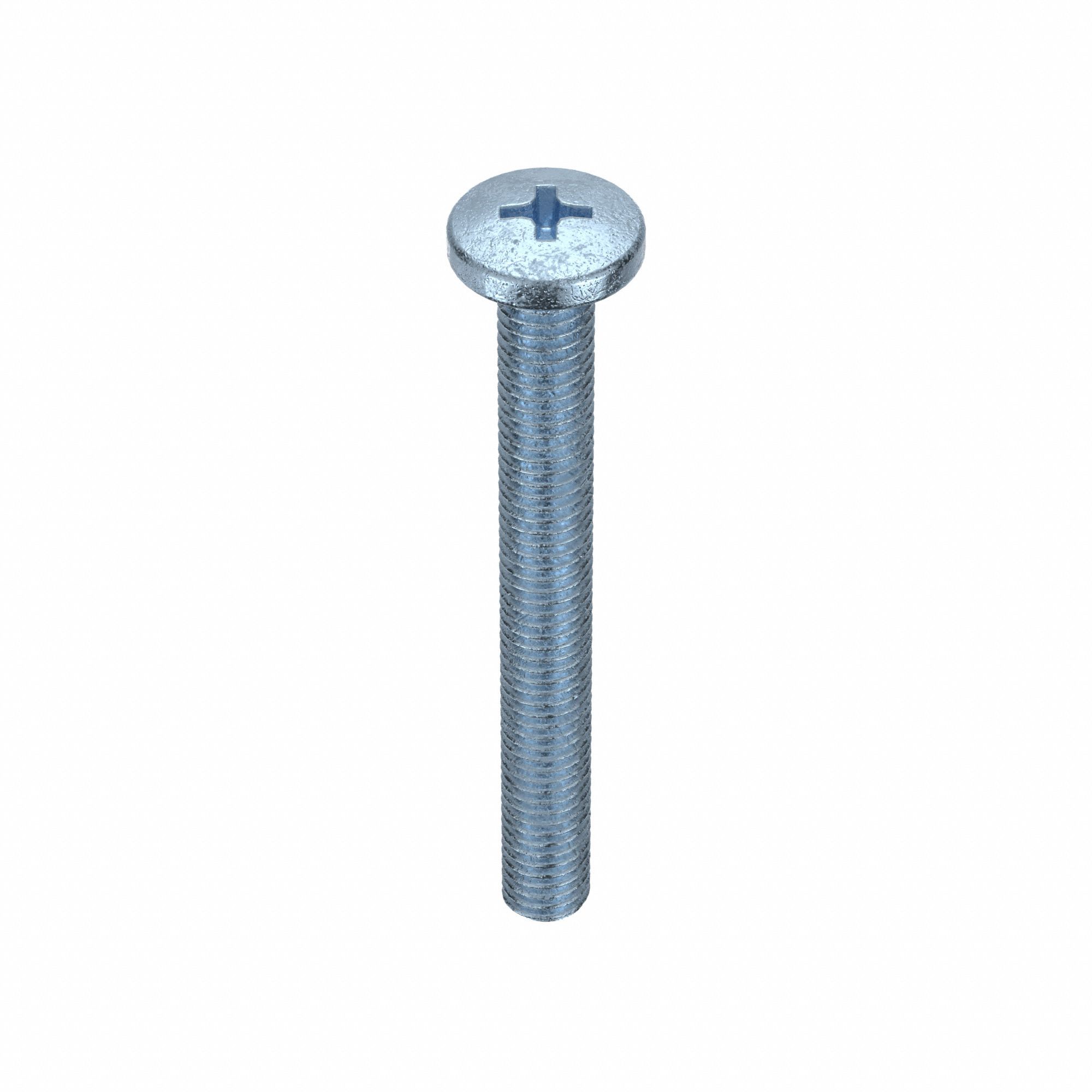 MACHINE SCREW, M5 THREAD, 45MM L, STEEL, ZINC PLATED, PAN, PHILLIPS, JIS B 1111, 10 PK