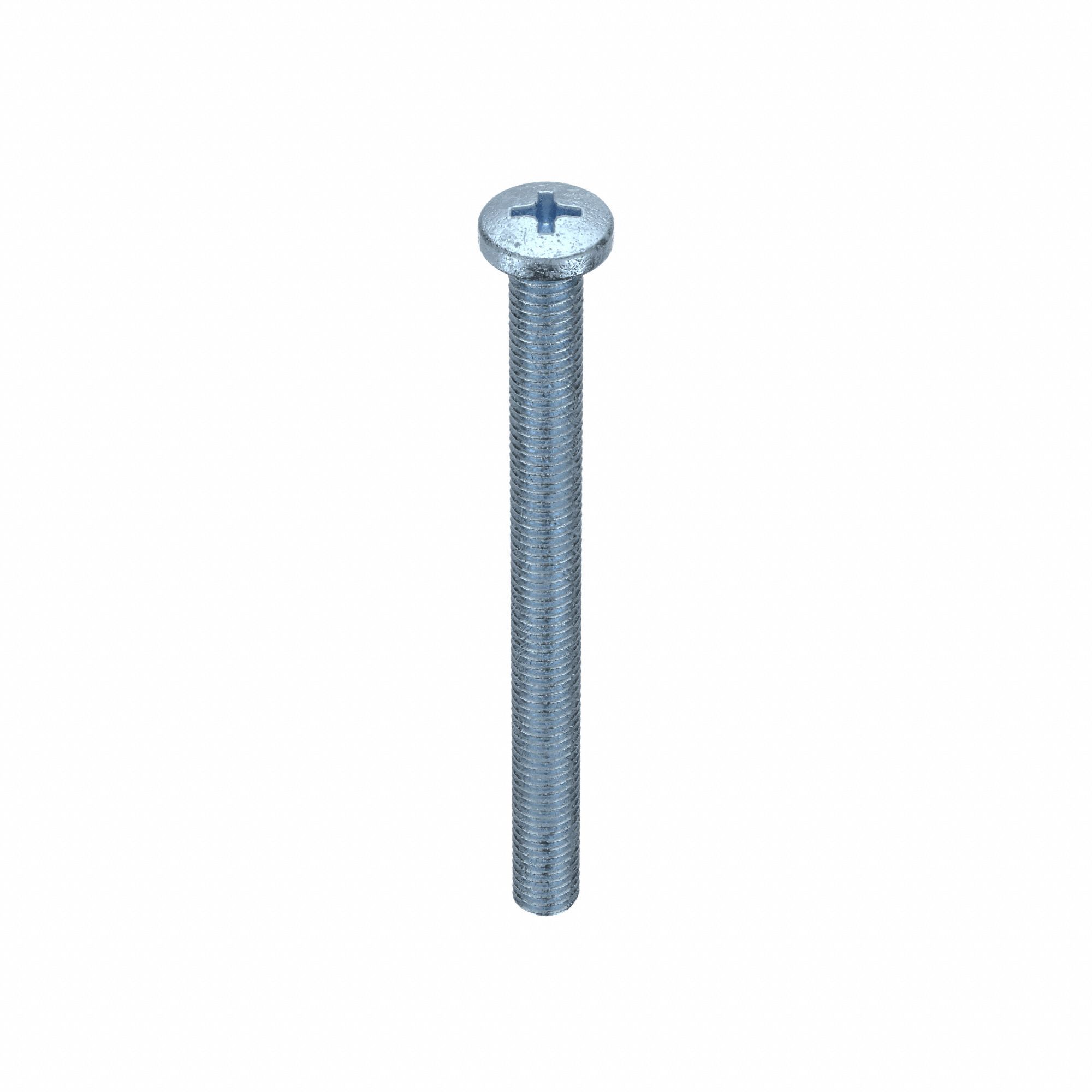 Machine Screws: M5x0.80 Thread Size, 60 mm Lg, Steel, Zinc-Plated, Pan, JIS Phillips, 10 PK