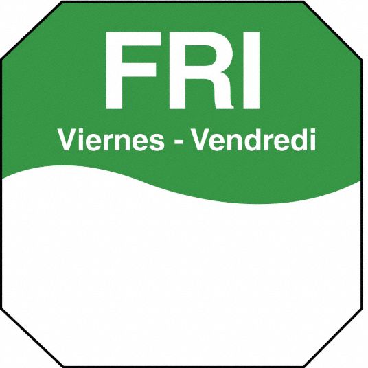 DAYMARK, Green, Friday, Day Label 6GUU71100605 Grainger