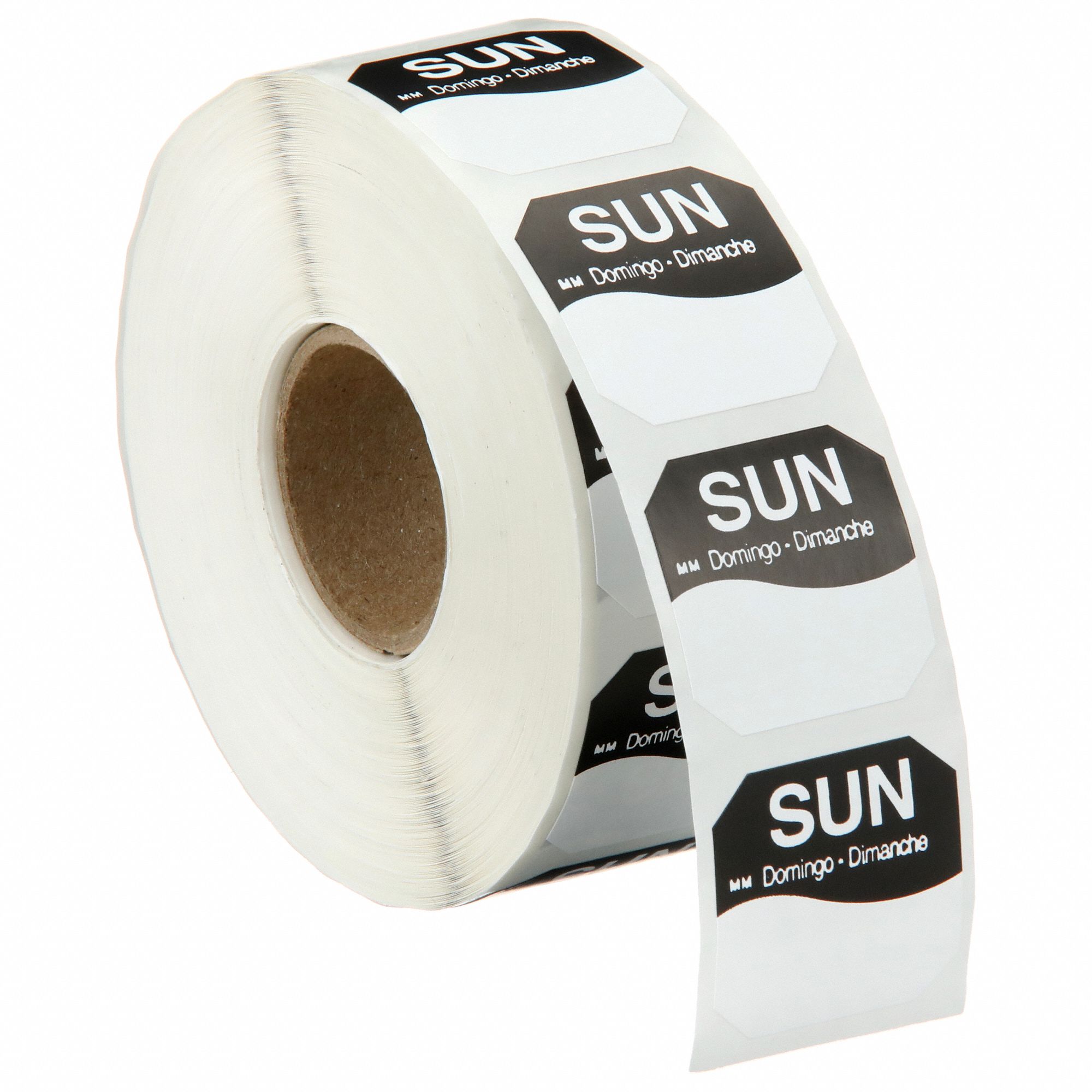 Day of the Week Label: Black, Sunday, Removable Label, 1, 000 Labels, 1 in Ht, 1, 000 PK