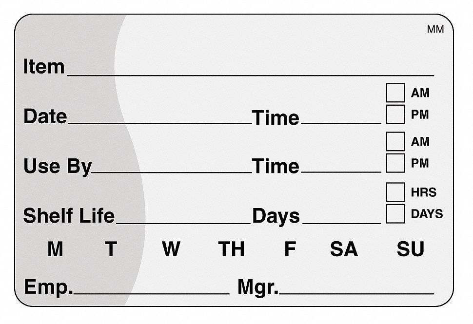 DAYMARK Removable Shelf Life Label, Paper, Rectangle, Width 3 in