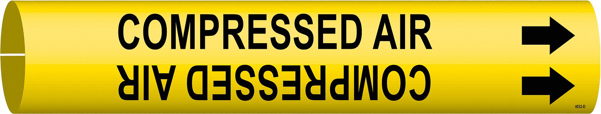 Pipe Marker: Compressed Air, Yellow, Black, Fits 4 to 6 in Pipe O.D., 1 Pipe Markers, With Arrows