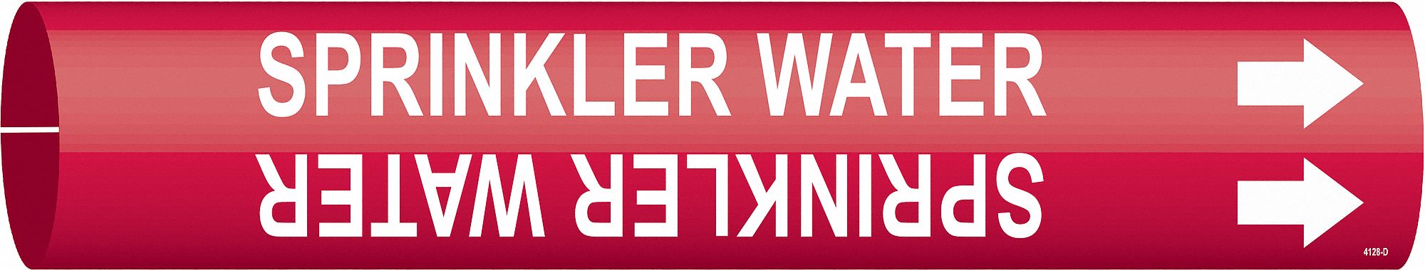 Pipe Marker: Sprinkler Water, Red, White, Fits 4 to 6 in Pipe O.D., 1 Pipe Markers, With Arrows