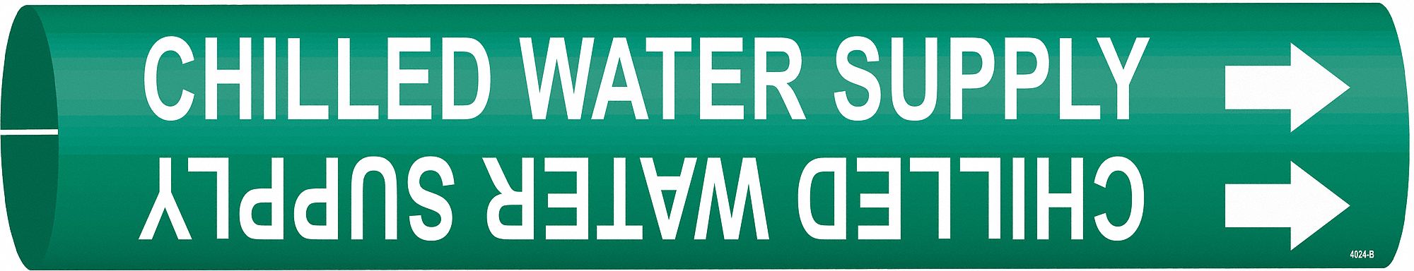Pipe Marker: Chilled Water Supply, Green, White, Fits 1 1/2 to 2 3/8 in Pipe O.D., 1 Pipe Markers