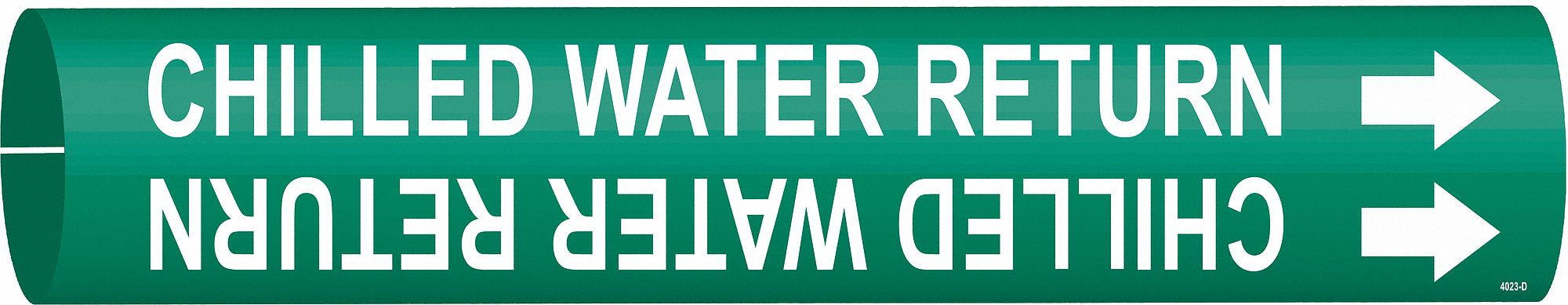 Pipe Marker: Chilled Water Return, Green, White, Fits 4 to 6 in Pipe O.D., 1 Pipe Markers