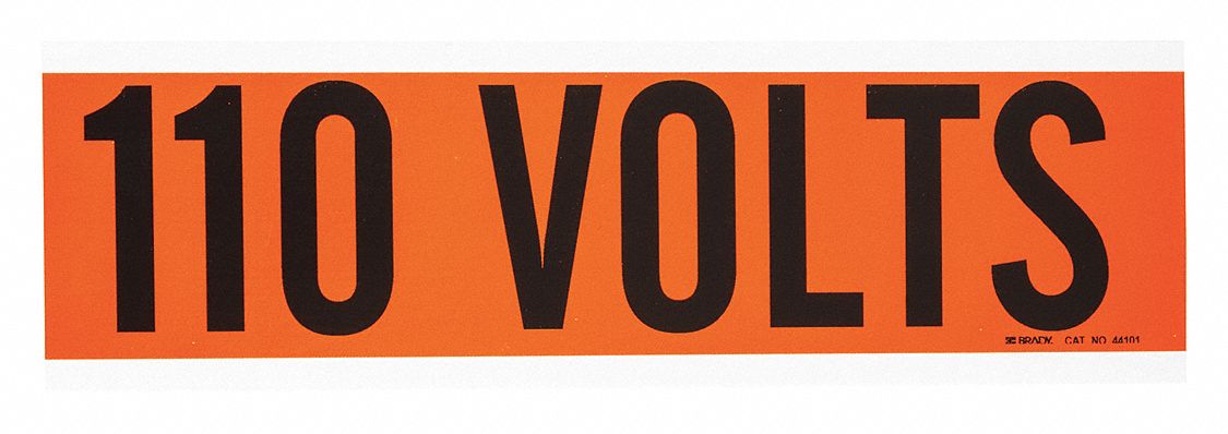 Conduit and Voltage Markers: 9 in Label Wd, 2 1/4 in Label Ht, 110 Volts, 1 Markers per Card