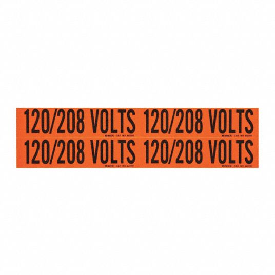 Brady Conduit And Voltage Markers 4 1 2 In X 1 1 8 In Label Size W X H 1 8 Volts B Label 6gx72 Grainger