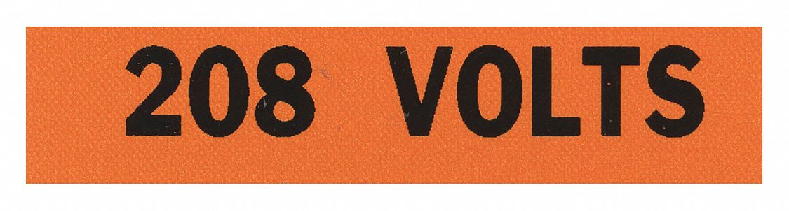 Conduit and Voltage Markers: 2 1/4 in Label Wd, 1/2 in Label Ht, 208 Volts, C Label
