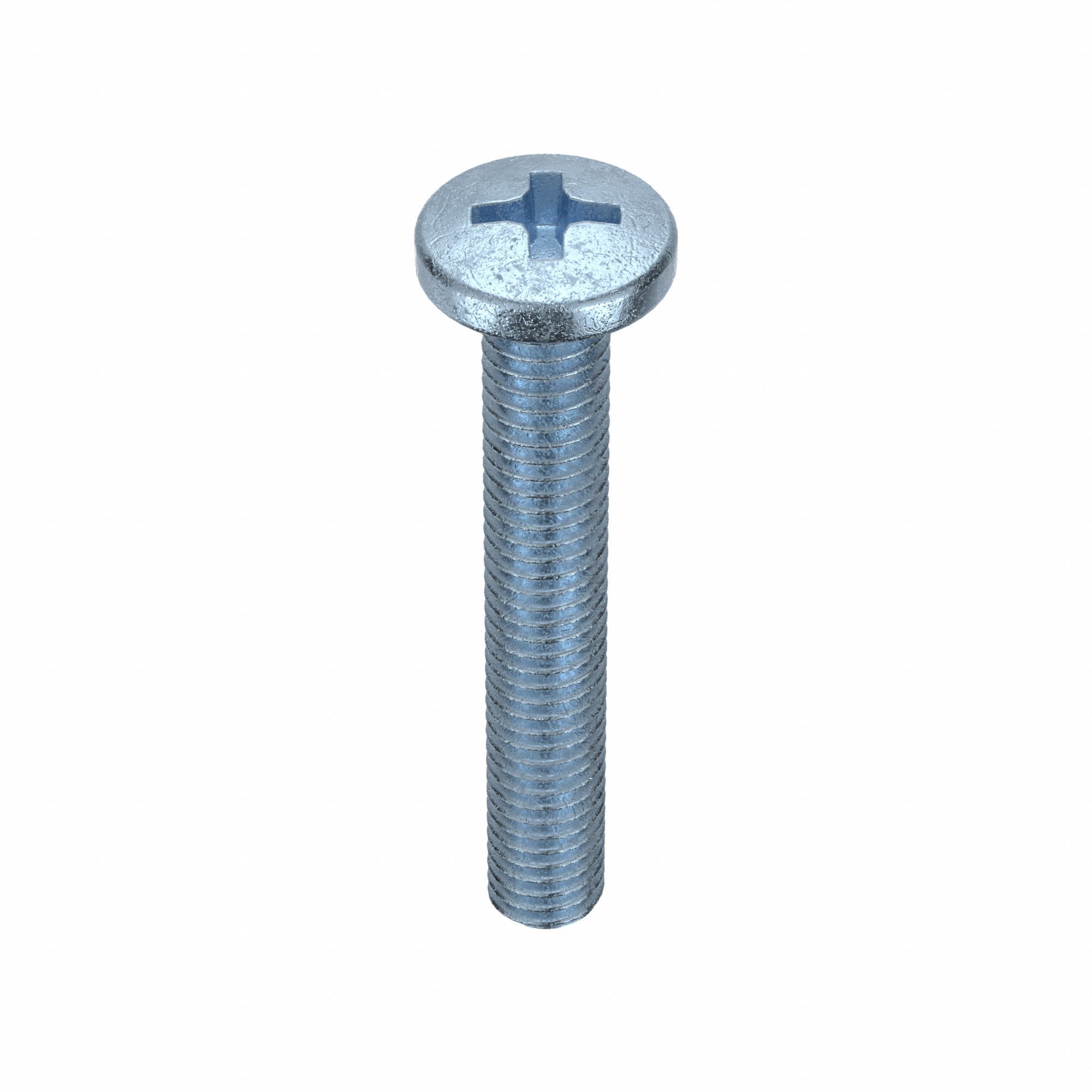 Machine Screws: M6x1.00 Thread Size, 40 mm Lg, Steel, Zinc-Plated, Pan, JIS Phillips, 10 PK