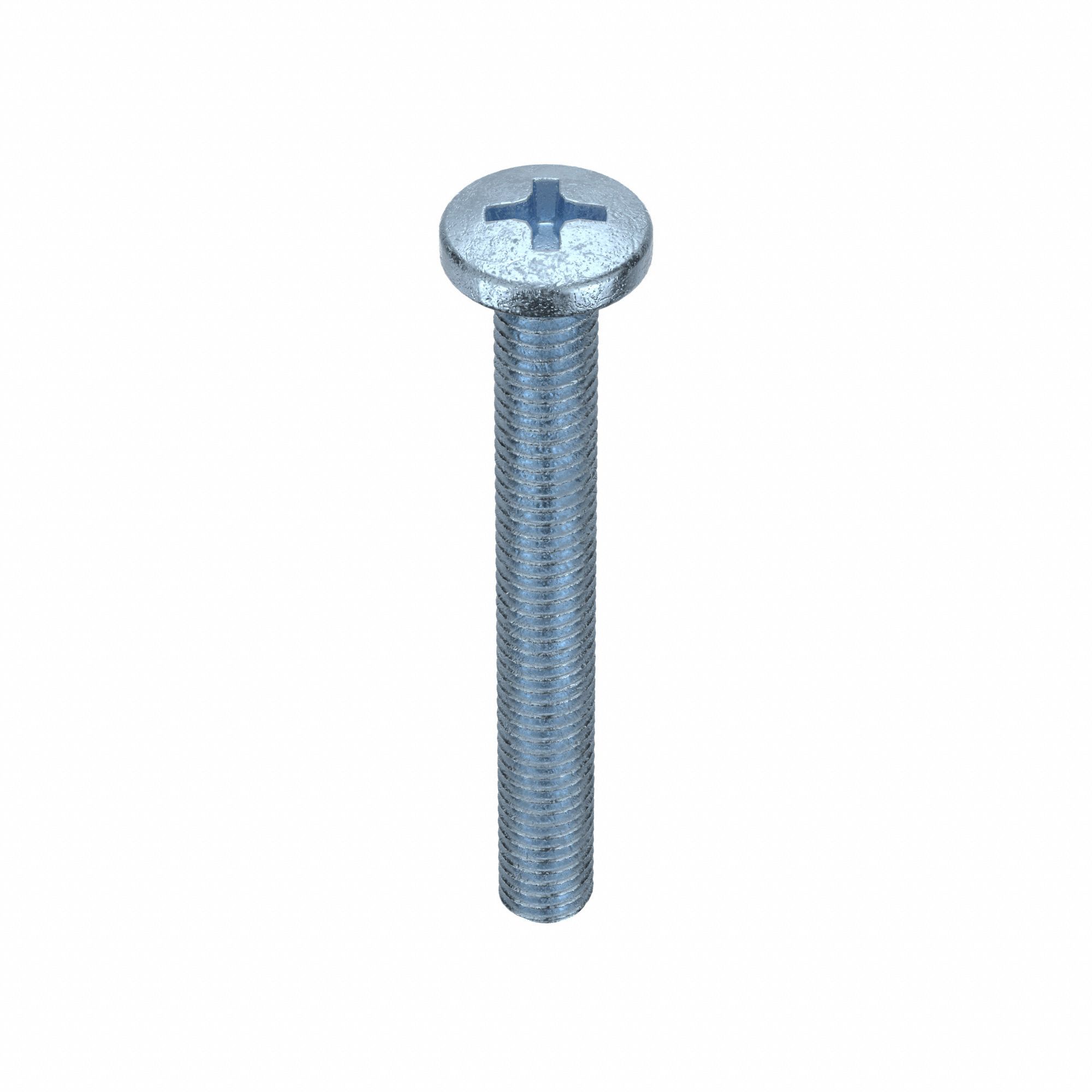 Machine Screws: M6x1.00 Thread Size, 50 mm Lg, Steel, Zinc-Plated, Pan, JIS Phillips, 10 PK