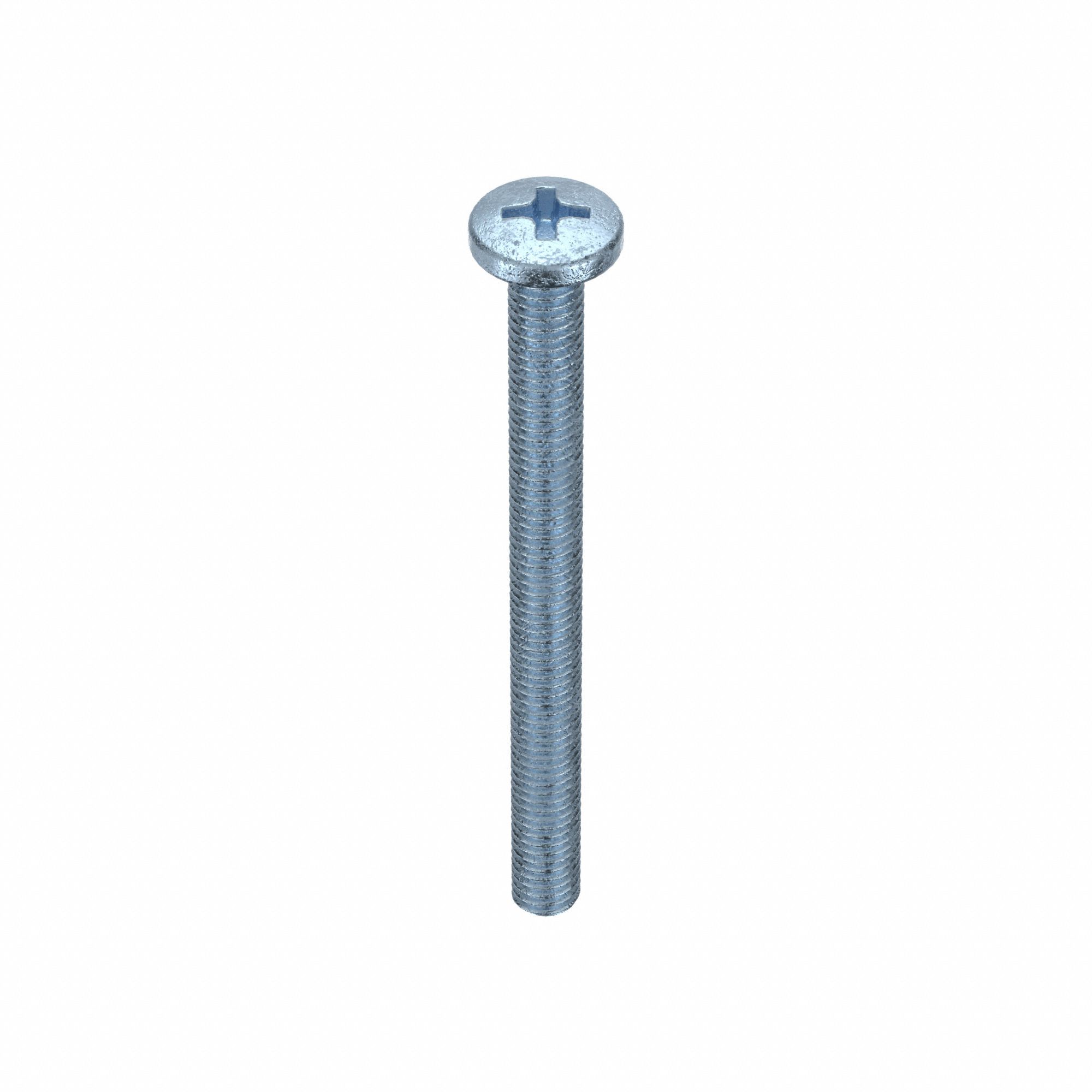 MACHINE SCREW, M6 THREAD, 70MM L, STEEL, ZINC PLATED, PAN, PHILLIPS, JIS B 1111, 10 PK