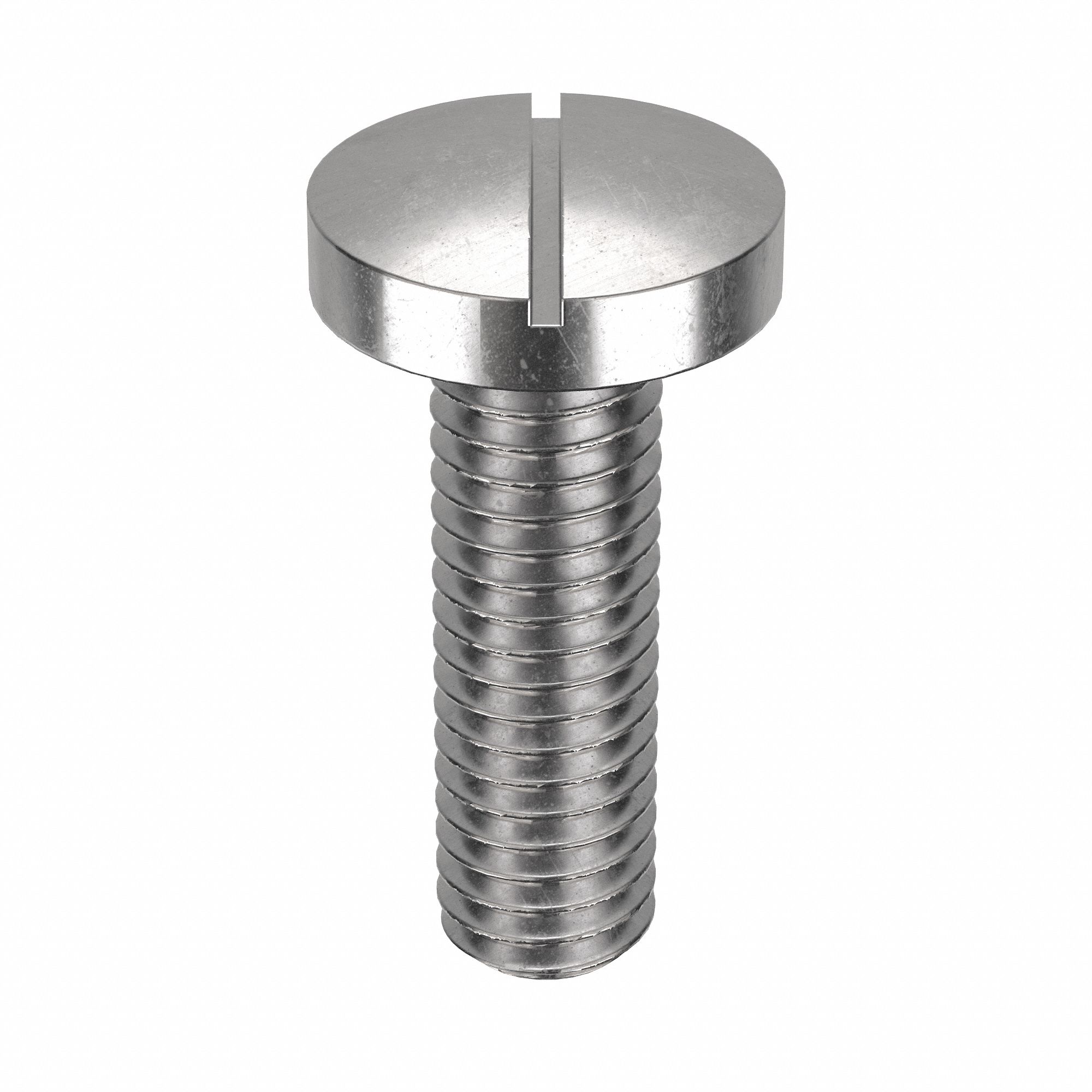Machine Screw: M6x1.00 Thread Size, 20 mm Lg, 18-8, Stainless Steel, Plain, Pan, Slotted, 25 PK