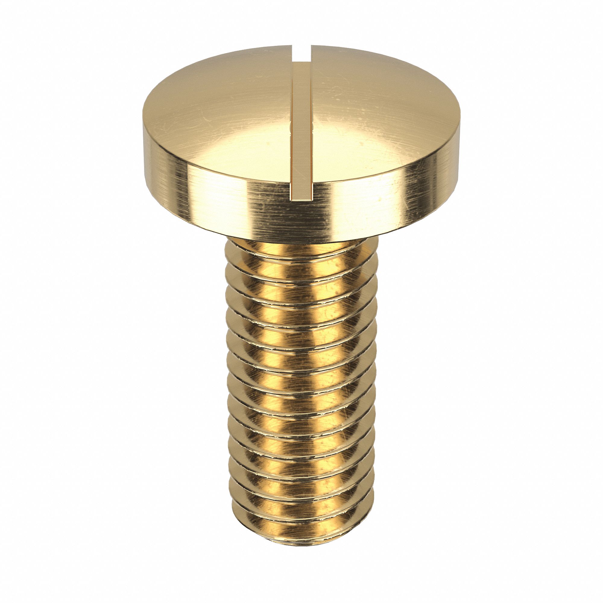 Machine Screw: M3x0.50 Thread Size, 8 mm Lg, Brass, Plain, Pan, Slotted, Machine Screw, 50 PK