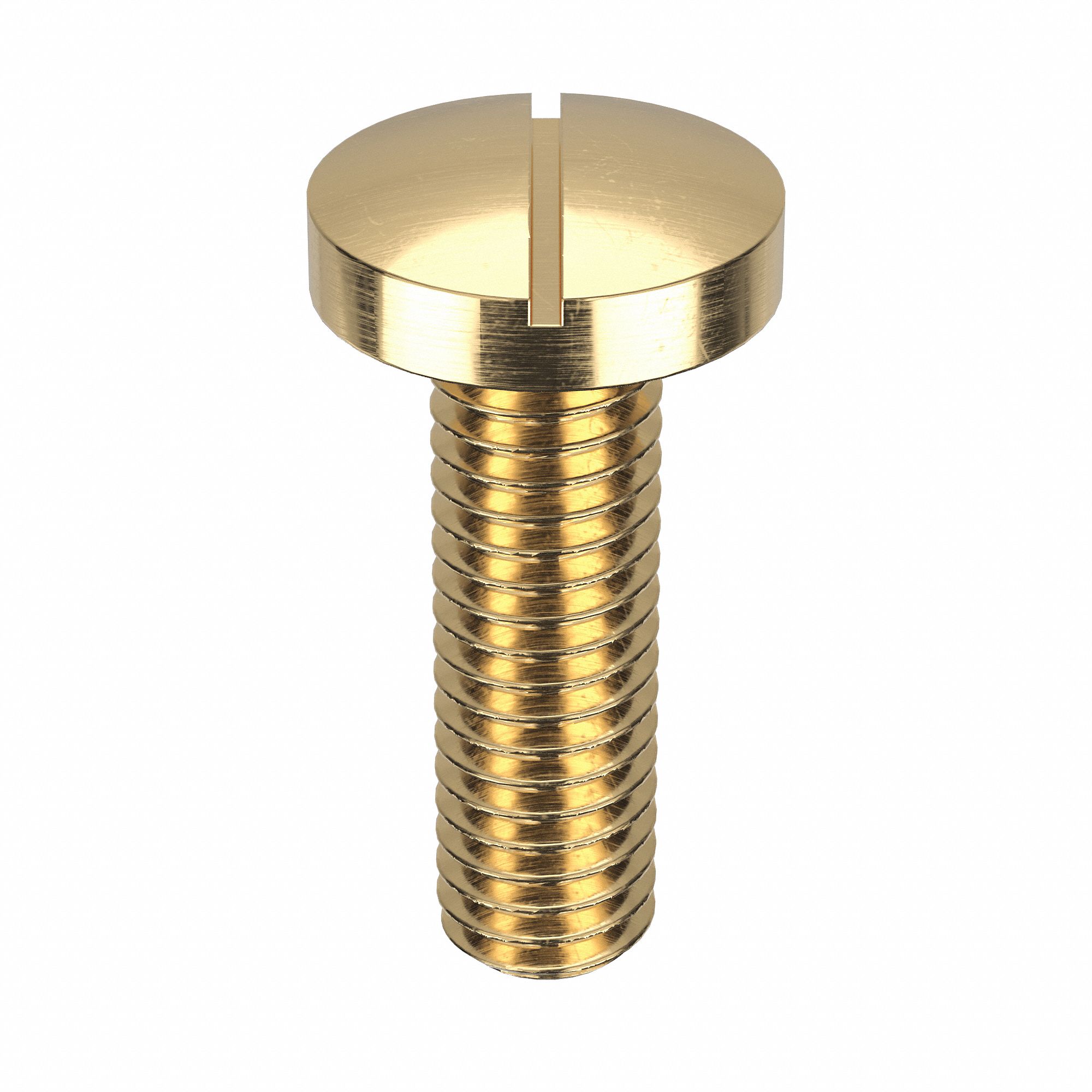 Machine Screw: M3x0.50 Thread Size, 10 mm Lg, Brass, Plain, Pan, Slotted, Machine Screw, 50 PK