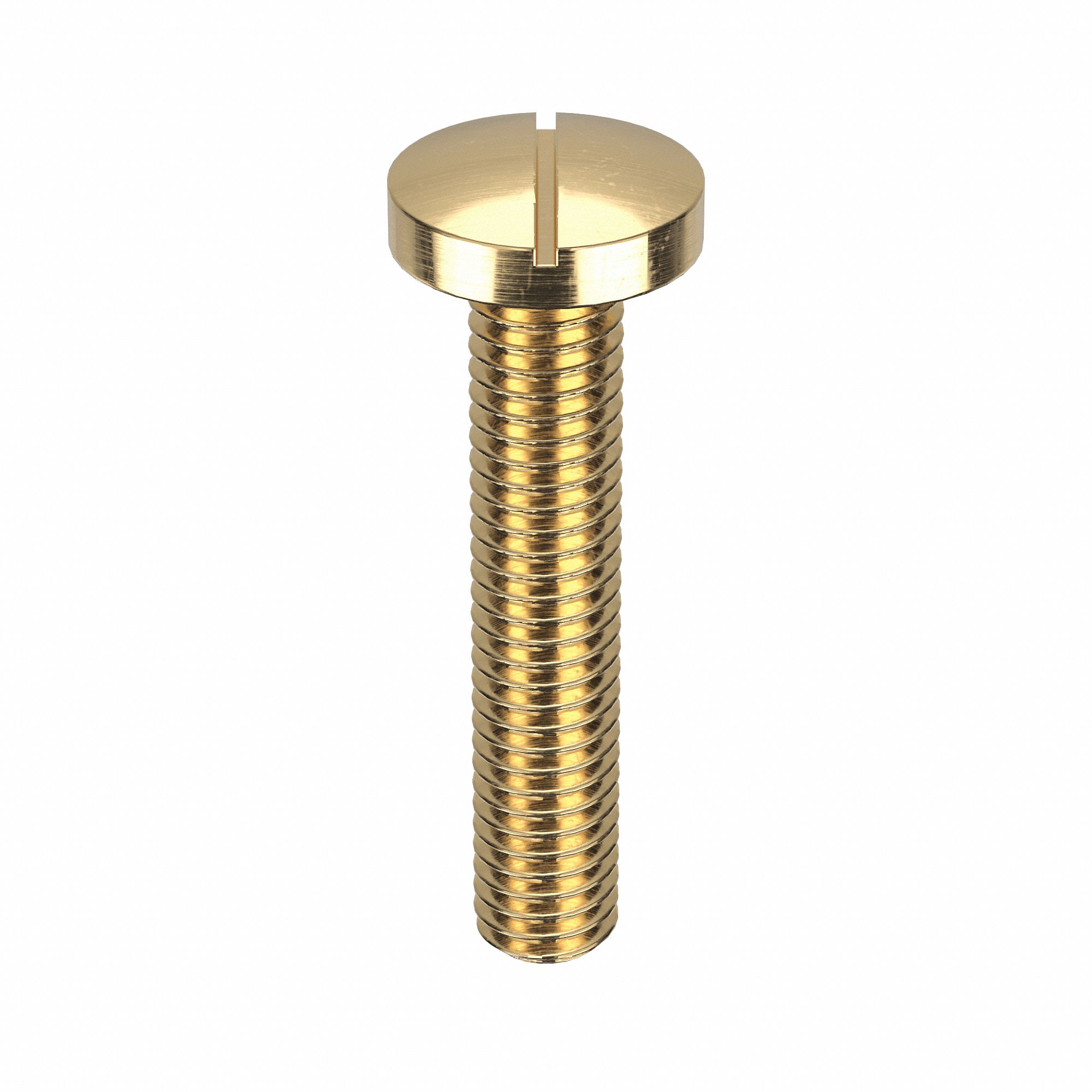 Machine Screw: M3x0.50 Thread Size, 16 mm Lg, Brass, Plain, Pan, Slotted, Machine Screw, 50 PK
