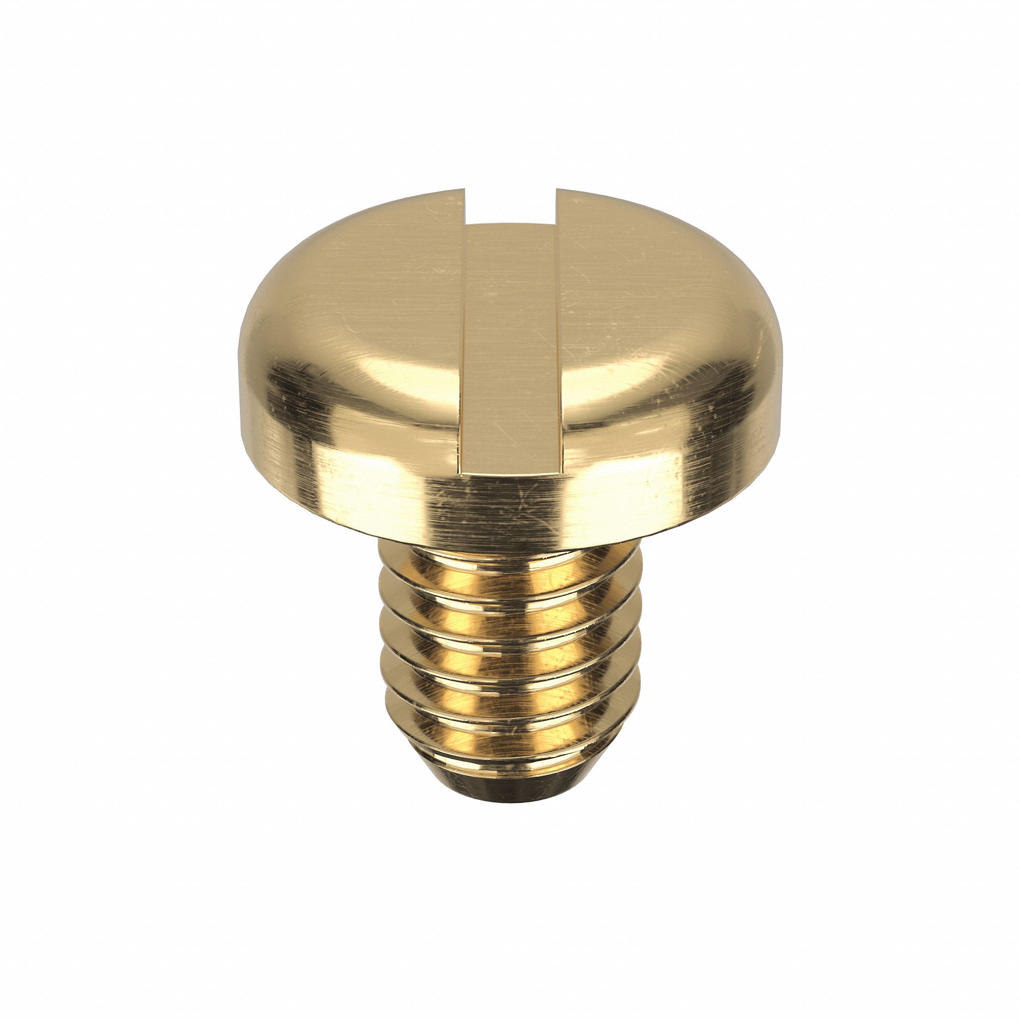 Machine Screw: M4x0.70 Thread Size, 6 mm Lg, Brass, Plain, Pan, Slotted, Machine Screw, 50 PK
