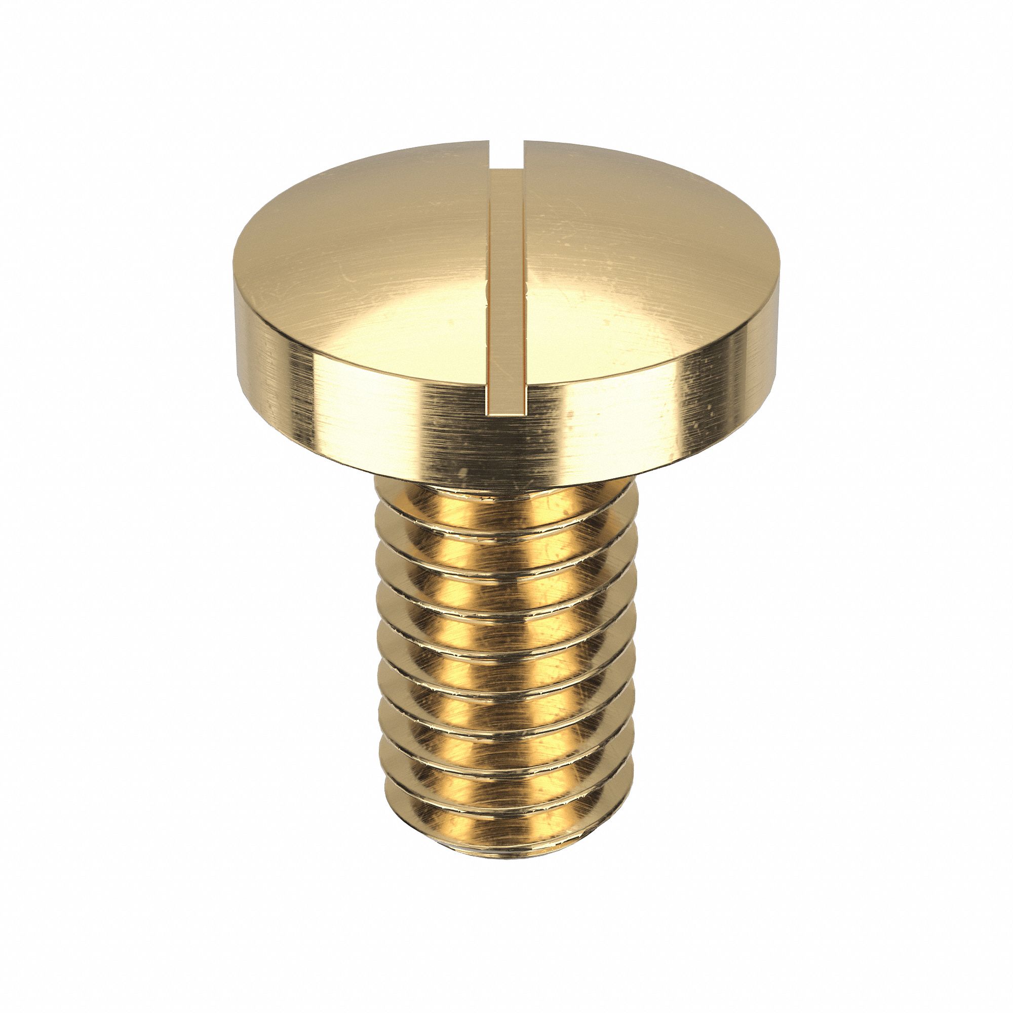 Machine Screw: M4x0.70 Thread Size, 8 mm Lg, Brass, Plain, Pan, Slotted, Machine Screw, 50 PK