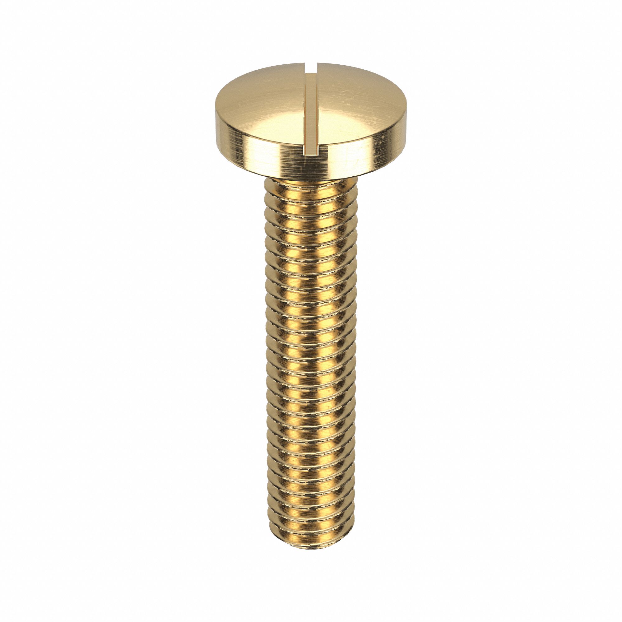 Machine Screw: M4x0.70 Thread Size, 20 mm Lg, Brass, Plain, Pan, Slotted, Machine Screw, 25 PK