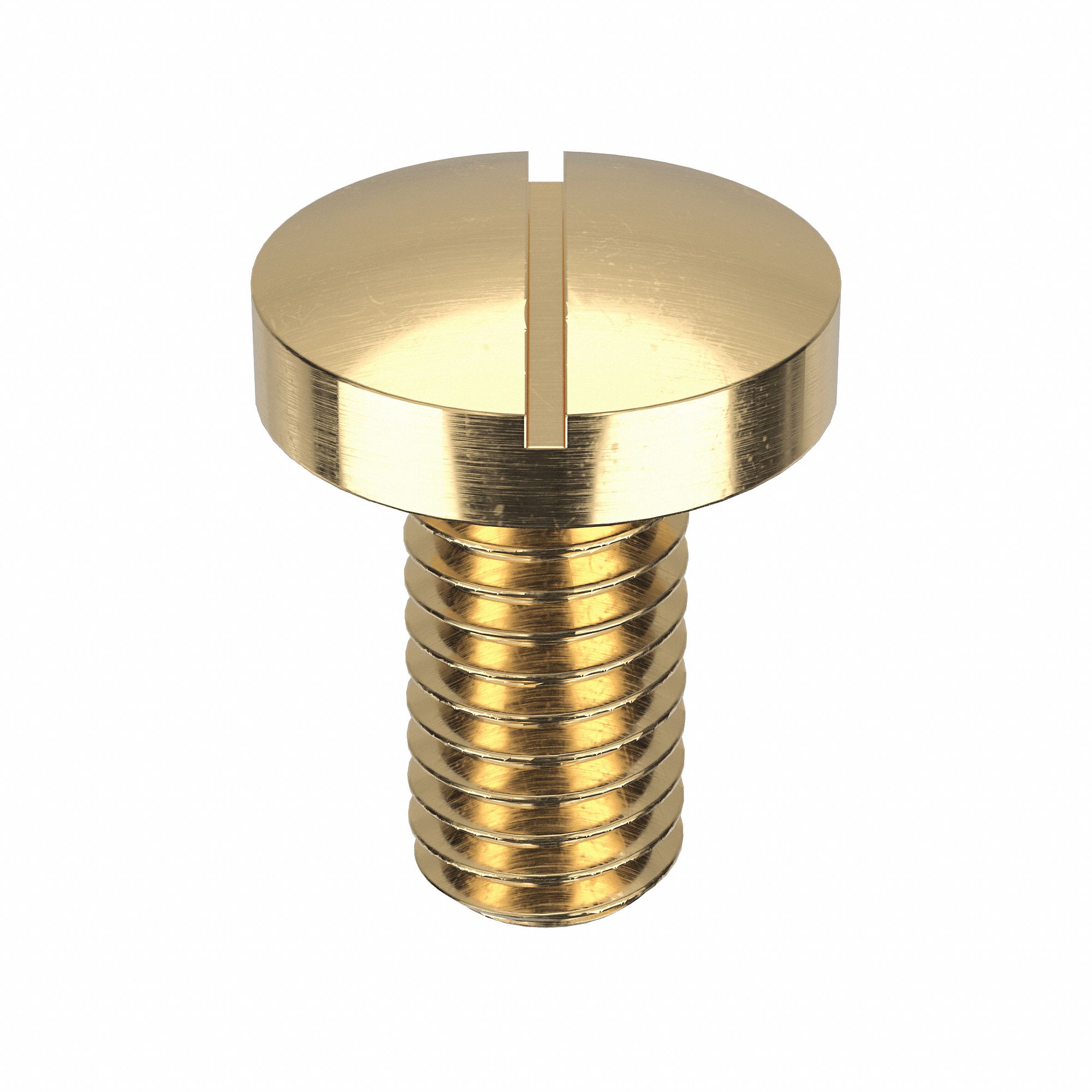 Machine Screw: M6x1.00 Thread Size, 12 mm Lg, Brass, Plain, Pan, Slotted, Machine Screw, 25 PK