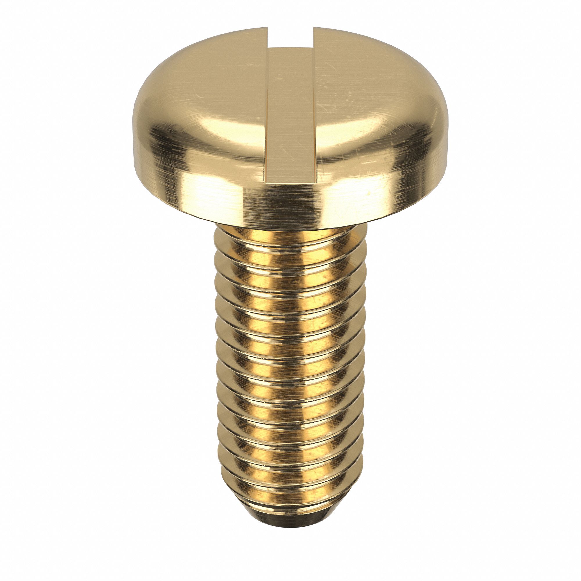 Machine Screw: M6x1.00 Thread Size, 16 mm Lg, Brass, Plain, Pan, Slotted, Machine Screw, 25 PK