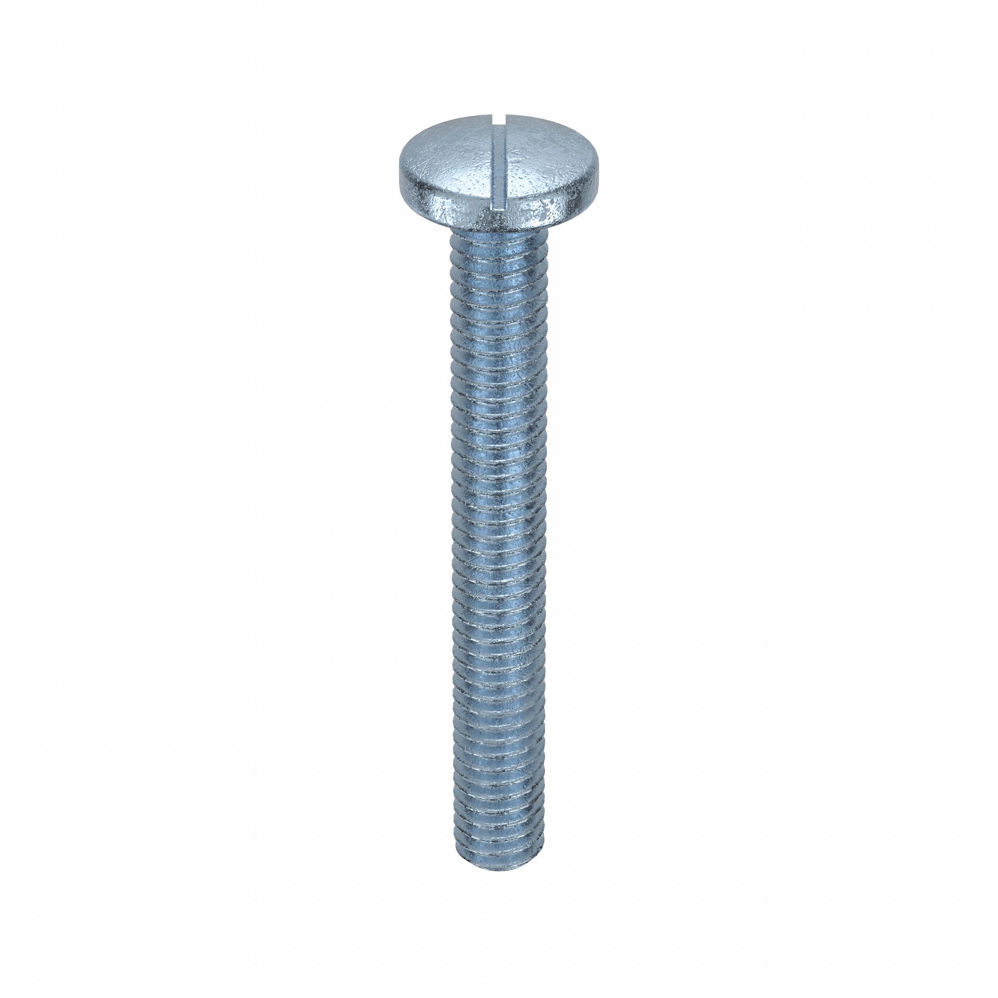 Machine Screws: M2.5x0.45 Thread Size, 20 mm Lg, Steel, Zinc-Plated, Pan, Slotted, 100 PK
