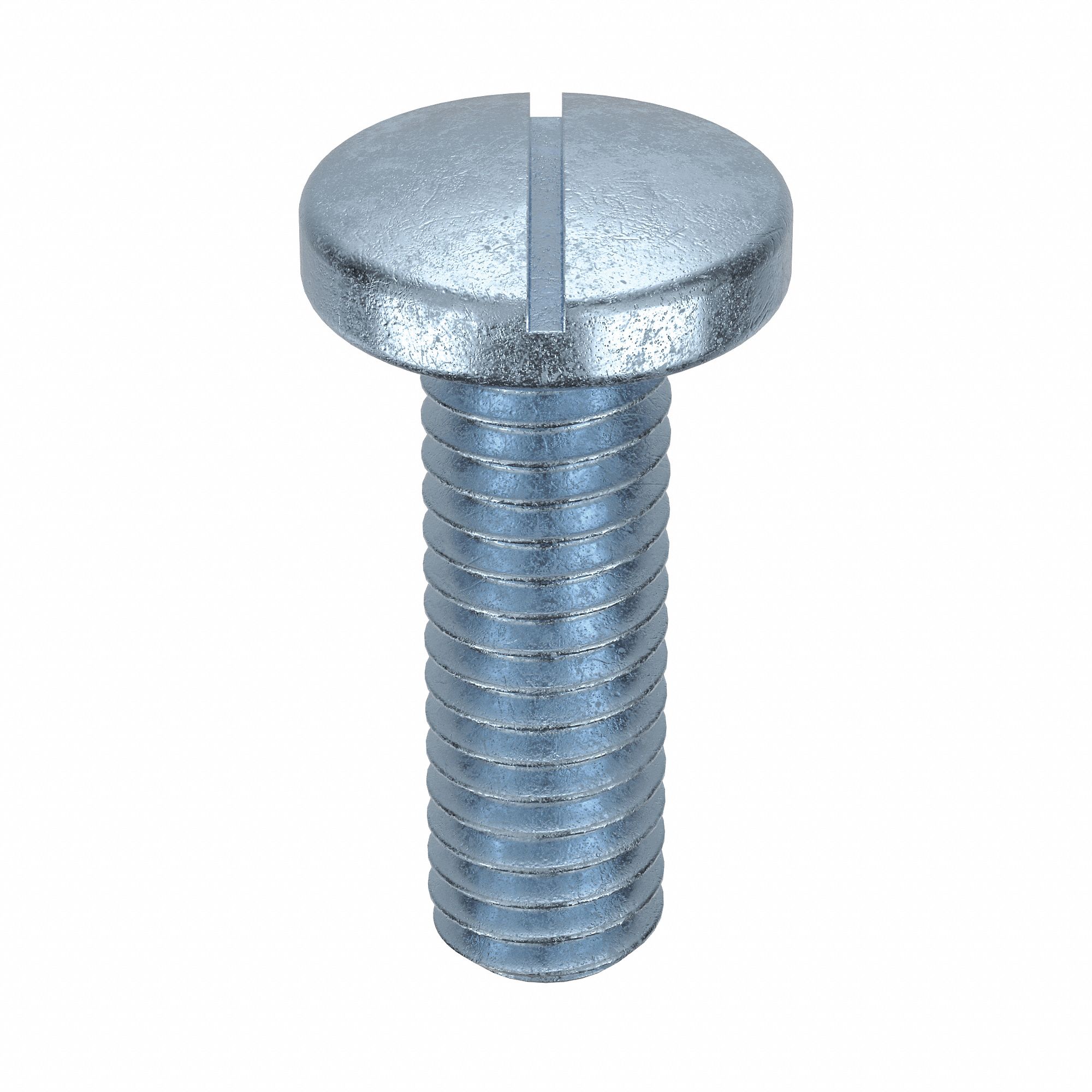 Machine Screws: M2.6x0.45 Thread Size, 8 mm Lg, Steel, Zinc-Plated, Pan, Slotted, 100 PK