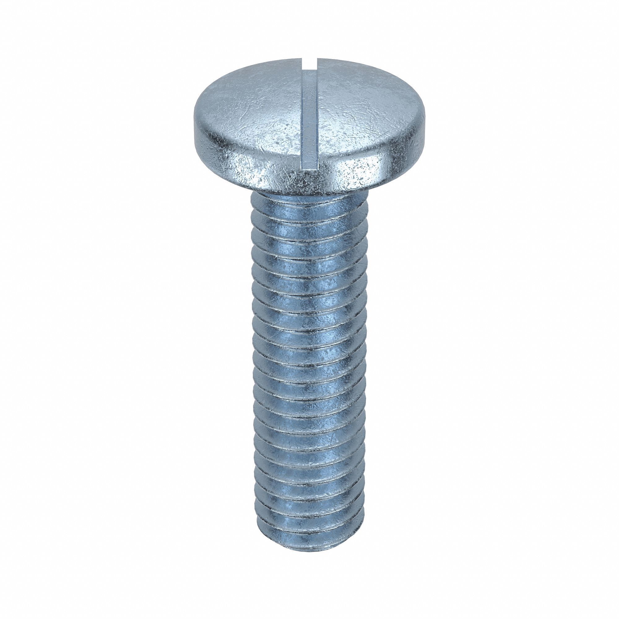 Machine Screws: M2.6x0.45 Thread Size, 10 mm Lg, Steel, Zinc-Plated, Pan, Slotted, 100 PK