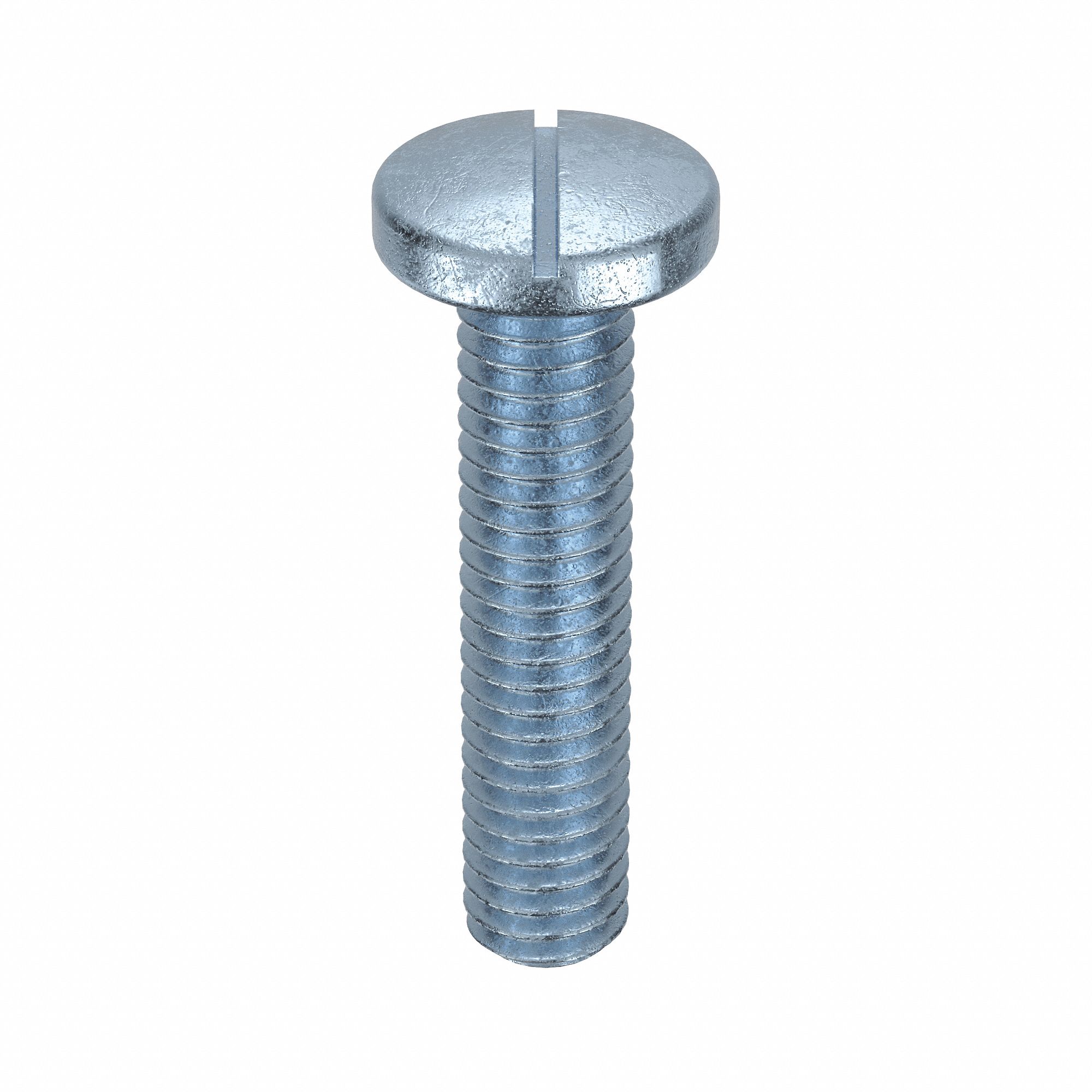 Machine Screws: M2.6x0.45 Thread Size, 12 mm Lg, Steel, Zinc-Plated, Pan, Slotted, 100 PK