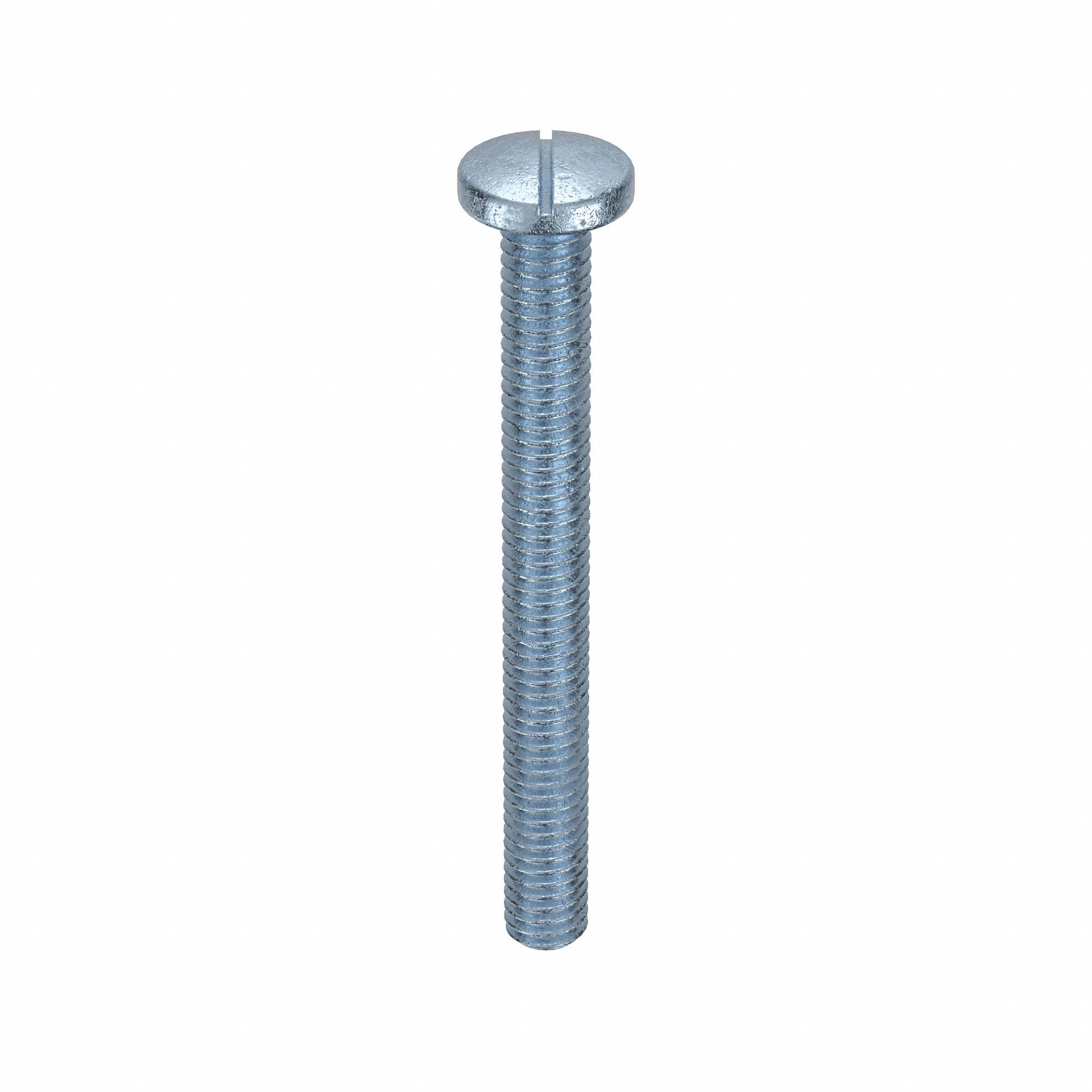 Machine Screws: M2.6x0.45 Thread Size, 25 mm Lg, Steel, Zinc-Plated, Pan, Slotted, 100 PK