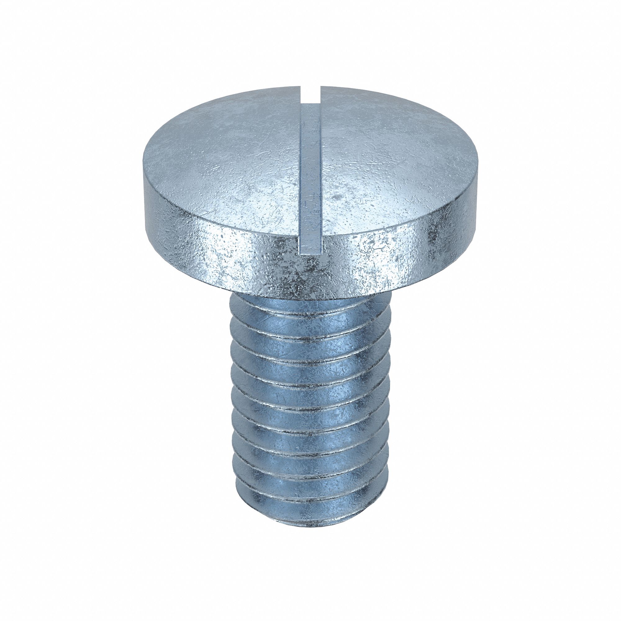 Machine Screw: M3x0.50 Thread Size, 6 mm Lg, Class 4.8, Steel, Zinc-Plated, Pan, Slotted, 100 PK