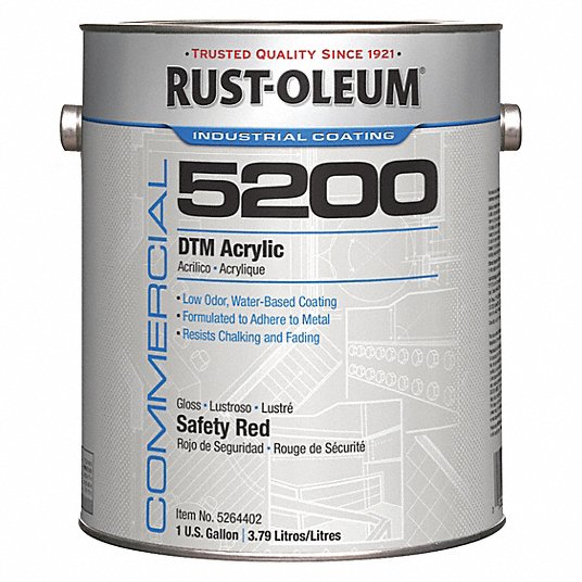 RUST-OLEUM Interior/Exterior Paint: For Concrete/Masonry/Metal/Steel/Wood/Zinc,  Safety Red, 1 gal Size, Water - 6H032|5264402 - Grainger