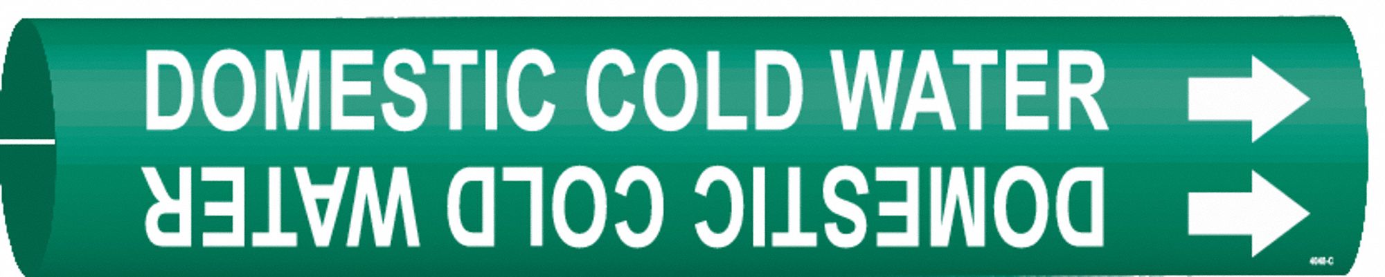 Pipe Marker: Domestic Cold Water, Green, White, Fits 2 1/2 to 3 7/8 in Pipe O.D., 1 Pipe Markers