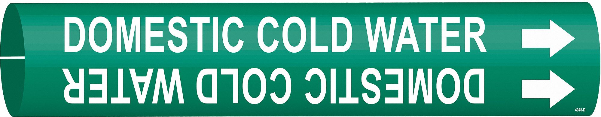 Pipe Marker: Domestic Cold Water, Green, White, Fits 4 to 6 in Pipe O.D., 1 Pipe Markers
