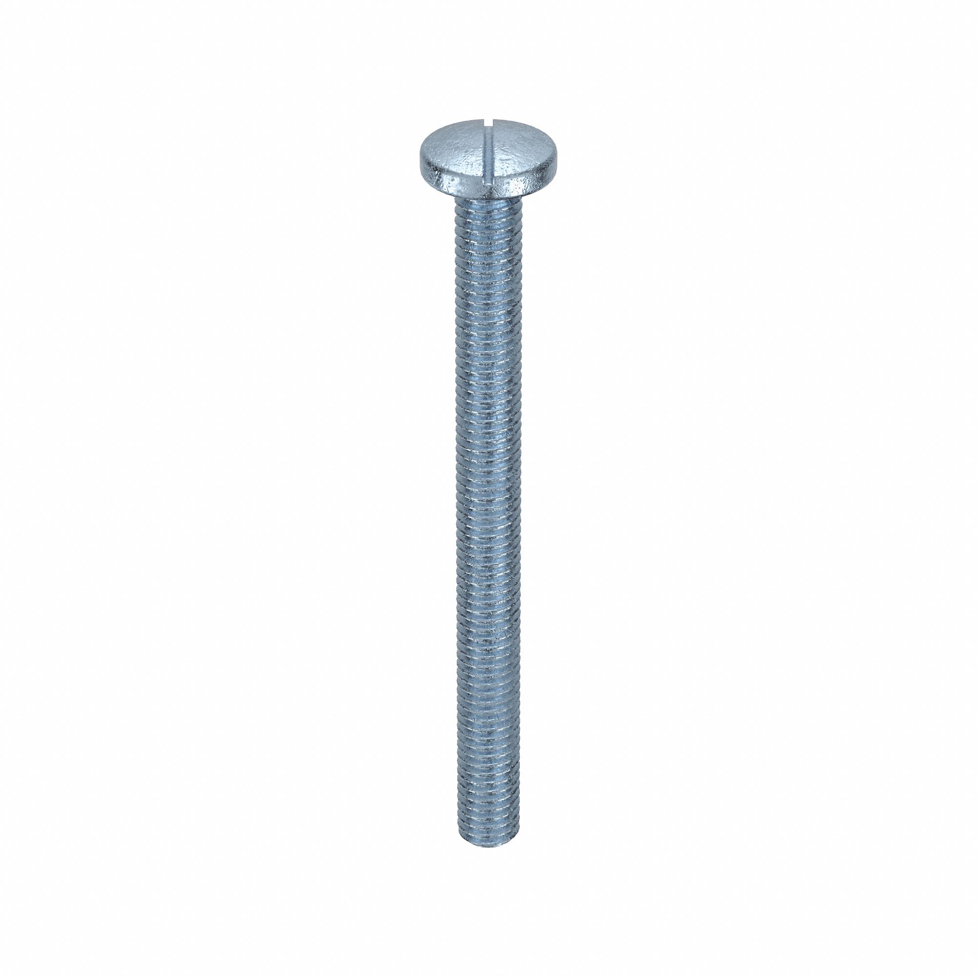 Machine Screws: M3x0.50 Thread Size, 35 mm Lg, Steel, Zinc-Plated, Pan, Slotted, 100 PK
