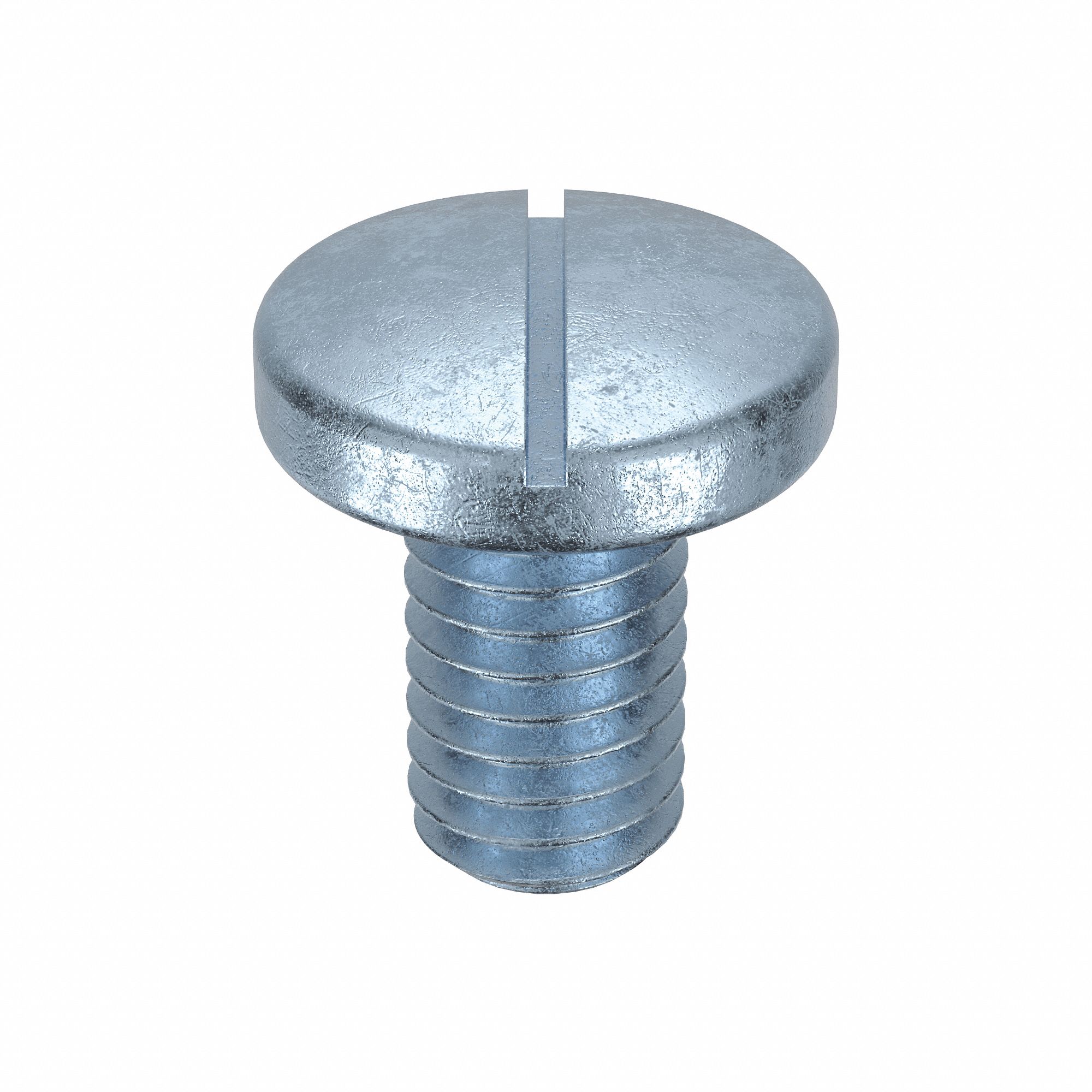 Machine Screws: M3.5x0.60 Thread Size, 6 mm Lg, Steel, Zinc-Plated, Pan, Slotted, 100 PK