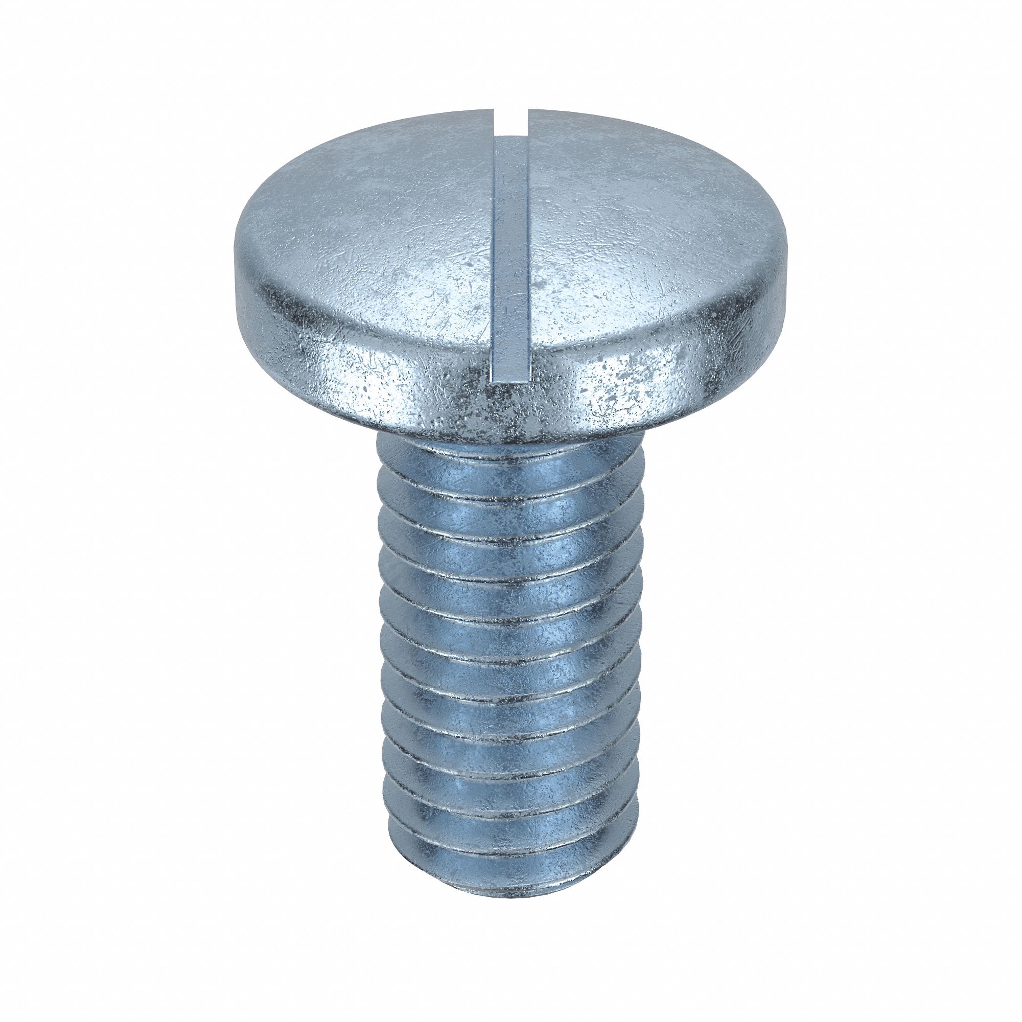 Machine Screws: M3.5x0.60 Thread Size, 8 mm Lg, Steel, Zinc-Plated, Pan, Slotted, 100 PK