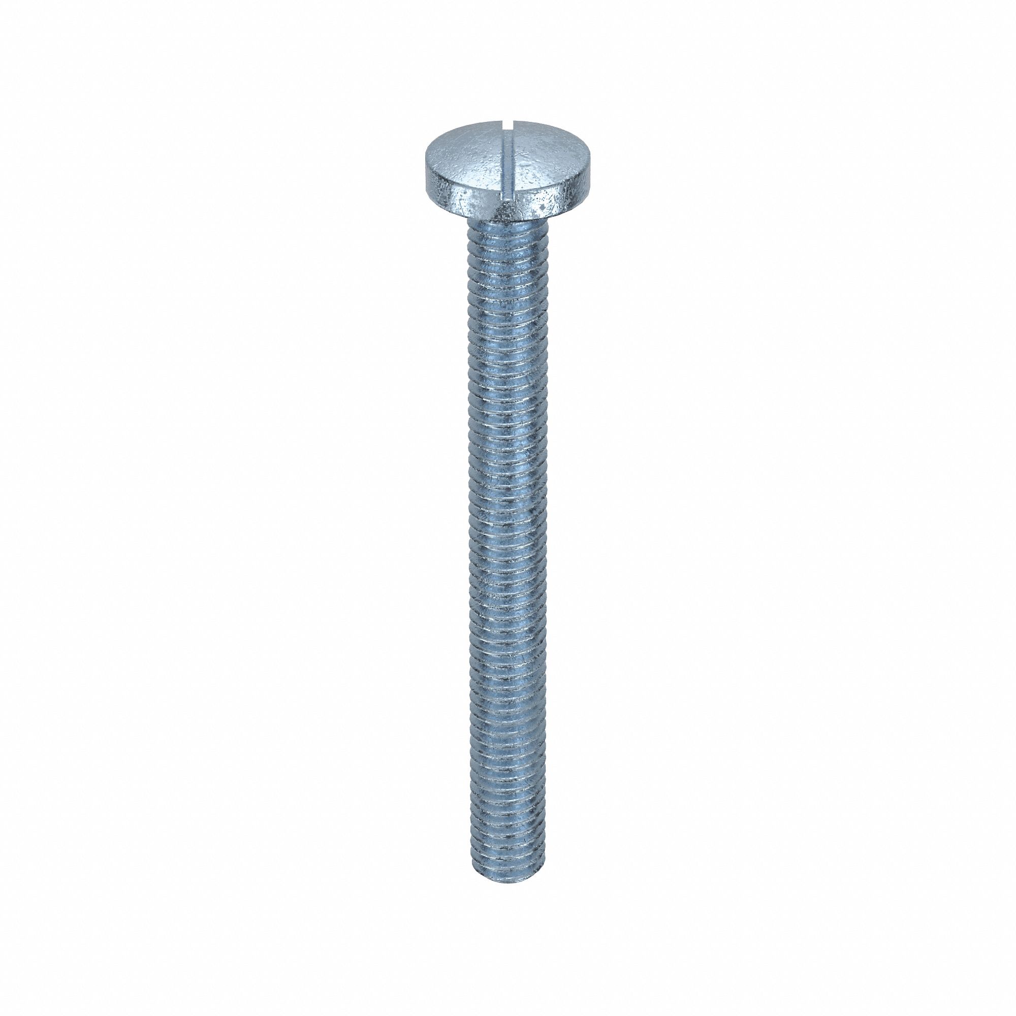 Machine Screw: M4x0.70 Thread Size, 40 mm Lg, Class 4.8, Steel, Zinc-Plated, Pan, Slotted, 100 PK