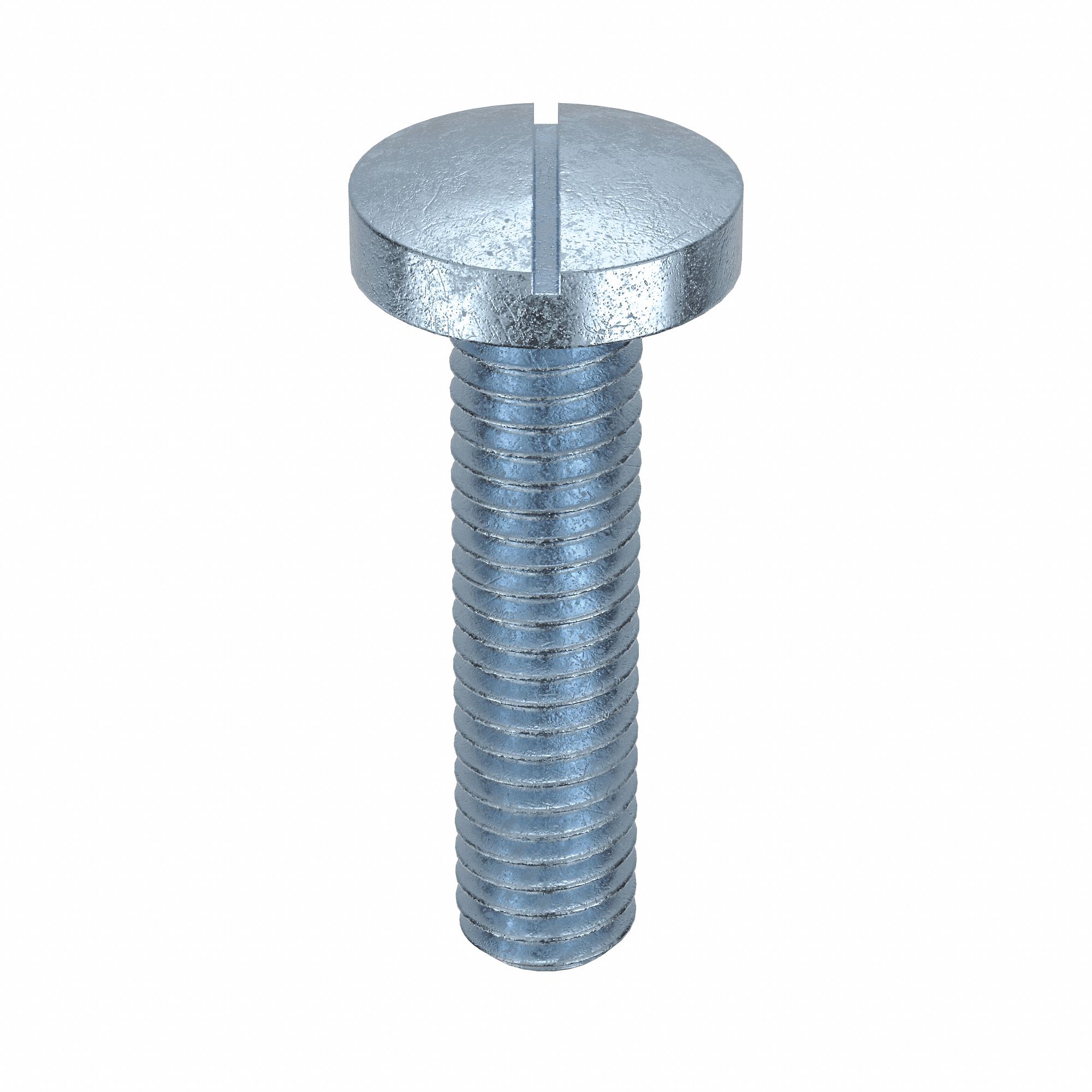 Machine Screw: M6x1.00 Thread Size, 25 mm Lg, Class 4.8, Steel, Zinc-Plated, Pan, Slotted, 100 PK
