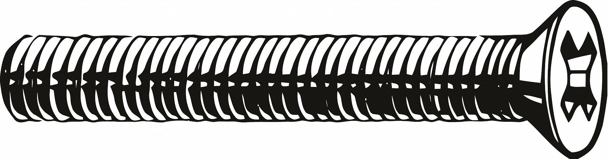 Machine Screw: M4x0.70 Thread Size, 35 mm Lg, Class 4.8, Steel, Plain, Flat, Phillips, 100 PK