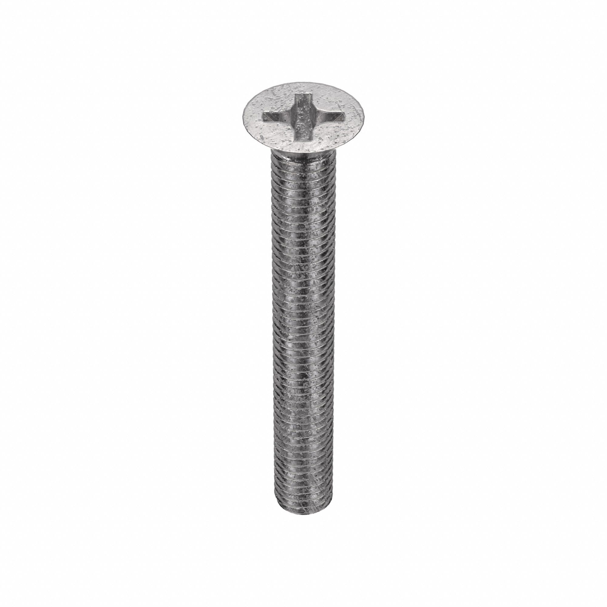 Machine Screw: M5x0.80 Thread Size, 40 mm Lg, 316, Stainless Steel, Plain, Flat, Phillips, 10 PK