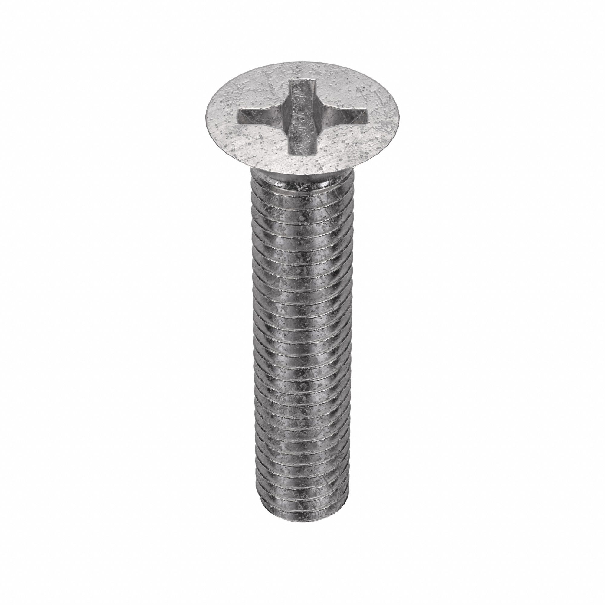 Machine Screw: M6x1.00 Thread Size, 30 mm Lg, 316, Stainless Steel, Plain, Flat, Phillips, 10 PK