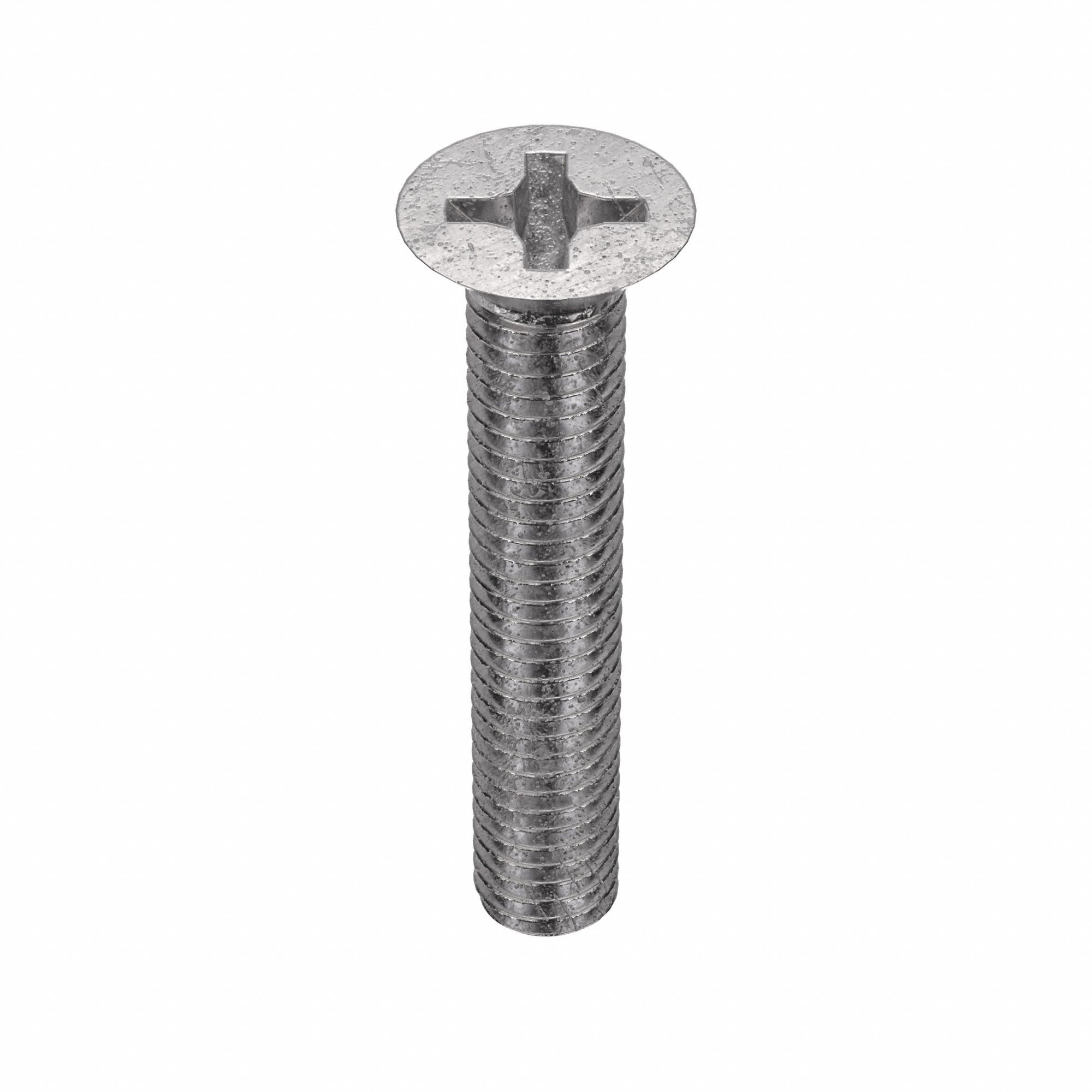 Machine Screw: M6x1.00 Thread Size, 35 mm Lg, 316, Stainless Steel, Plain, Flat, Phillips, 10 PK