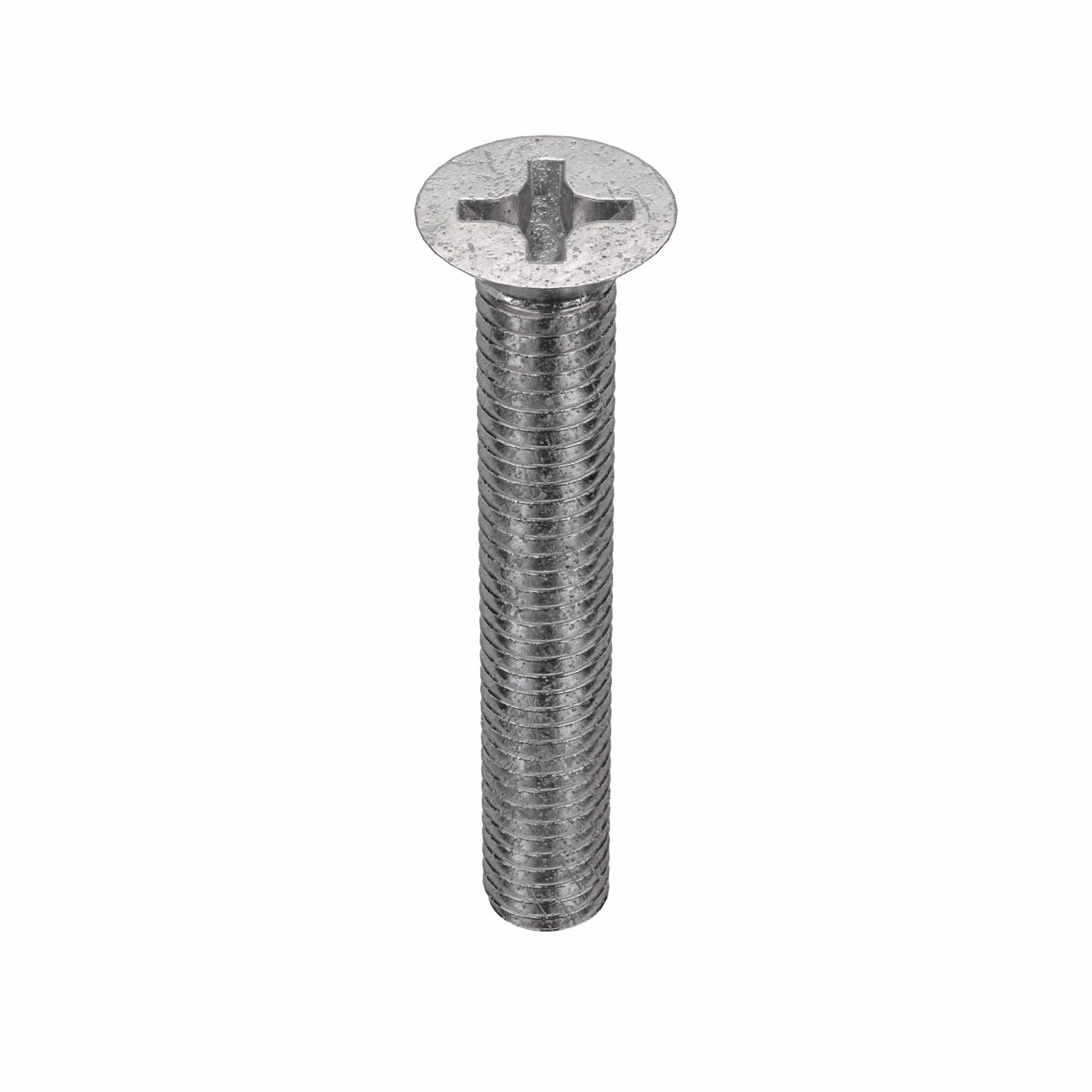 Machine Screw: M6x1.00 Thread Size, 40 mm Lg, 316, Stainless Steel, Plain, Flat, Phillips, 10 PK