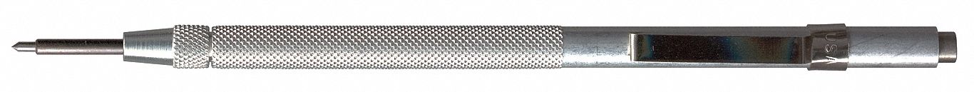 Reversible Shirt Pocket Scriber: ESD-Safe, Straight, Round, Aluminum, Knurled, Carbide