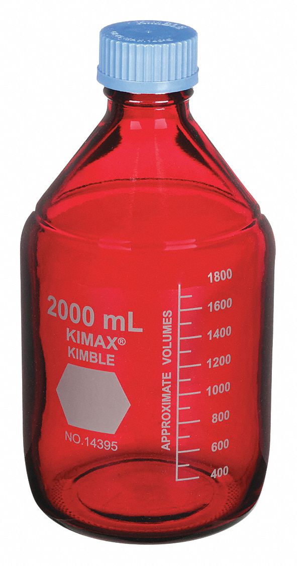 Media Bottle: Borosilicate Glass, 2 L Capacity - mL, 67.6 fl oz Capacity - oz, 136 mm Body Dia