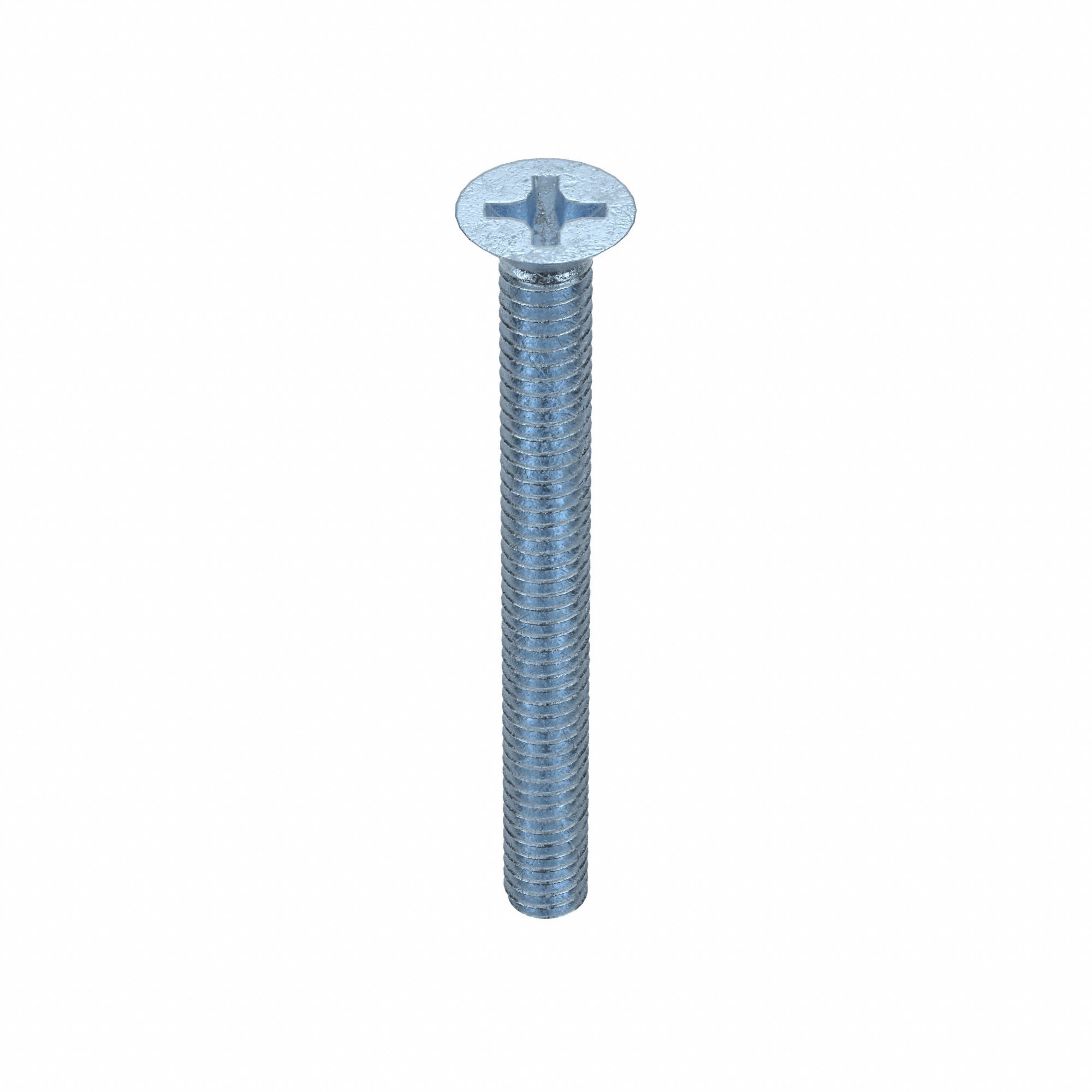 Machine Screws: M2x0.40 Thread Size, 20 mm Lg, Steel, Zinc-Plated, Flat, Phillips, 100 PK
