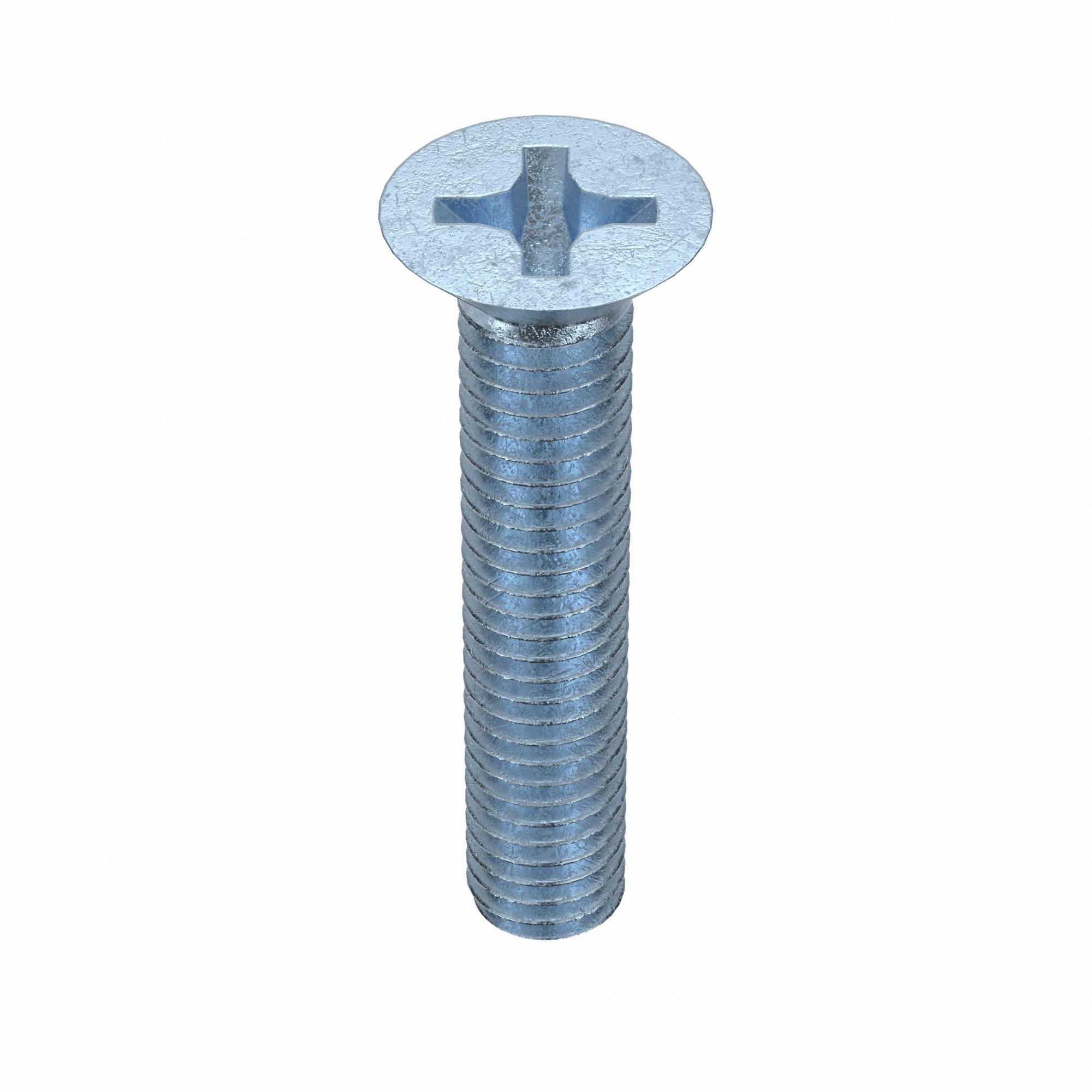 Machine Screw: M3x0.50 Thread Size, 16 mm Lg, Class 4.8, Steel, Zinc-Plated, Flat, Phillips, 100 PK