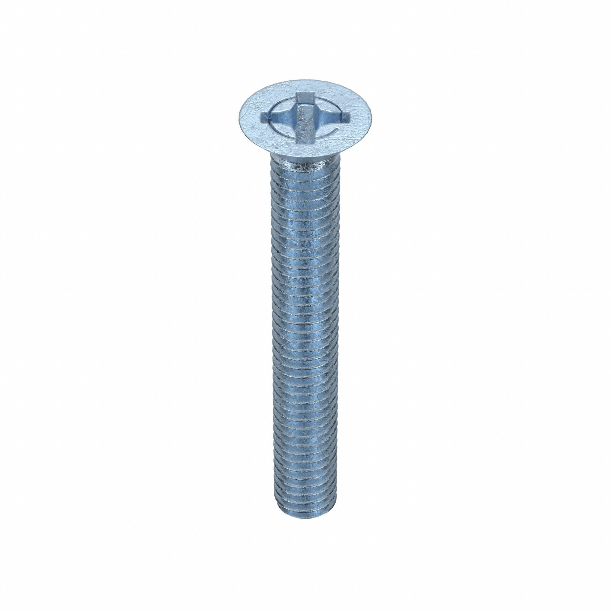 Machine Screw: M4x0.70 Thread Size, 30 mm Lg, Class 4.8, Steel, Zinc-Plated, Flat, Phillips, 100 PK